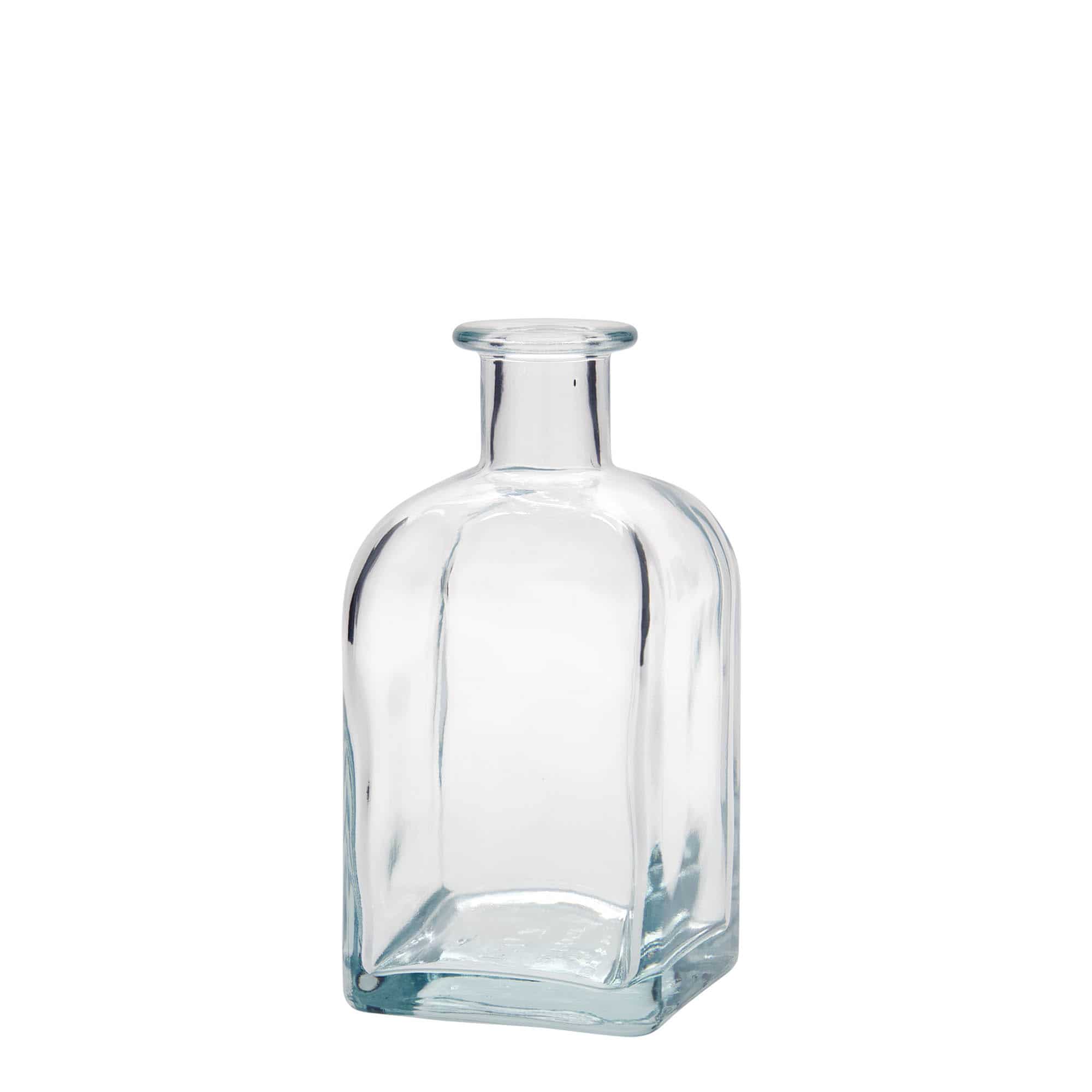Botella de vidrio de farmacia 'Carré' de 350 ml, cuadrada, boca: corcho