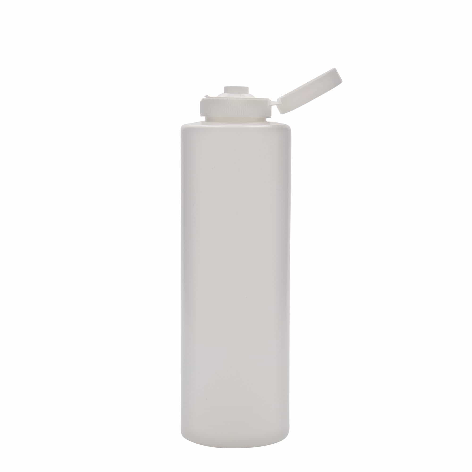 Botella para salsa de 500 ml, plástico de LDPE, blanco, boca: GPI 38/400