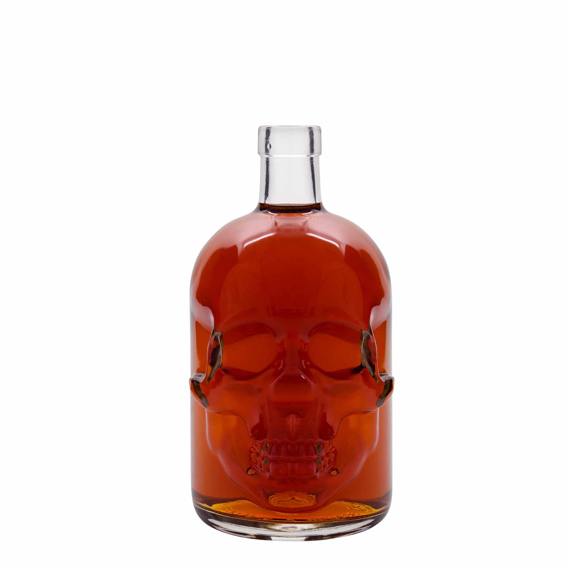 Botella de vidrio 'Calavera' de 700 ml, boca: corcho