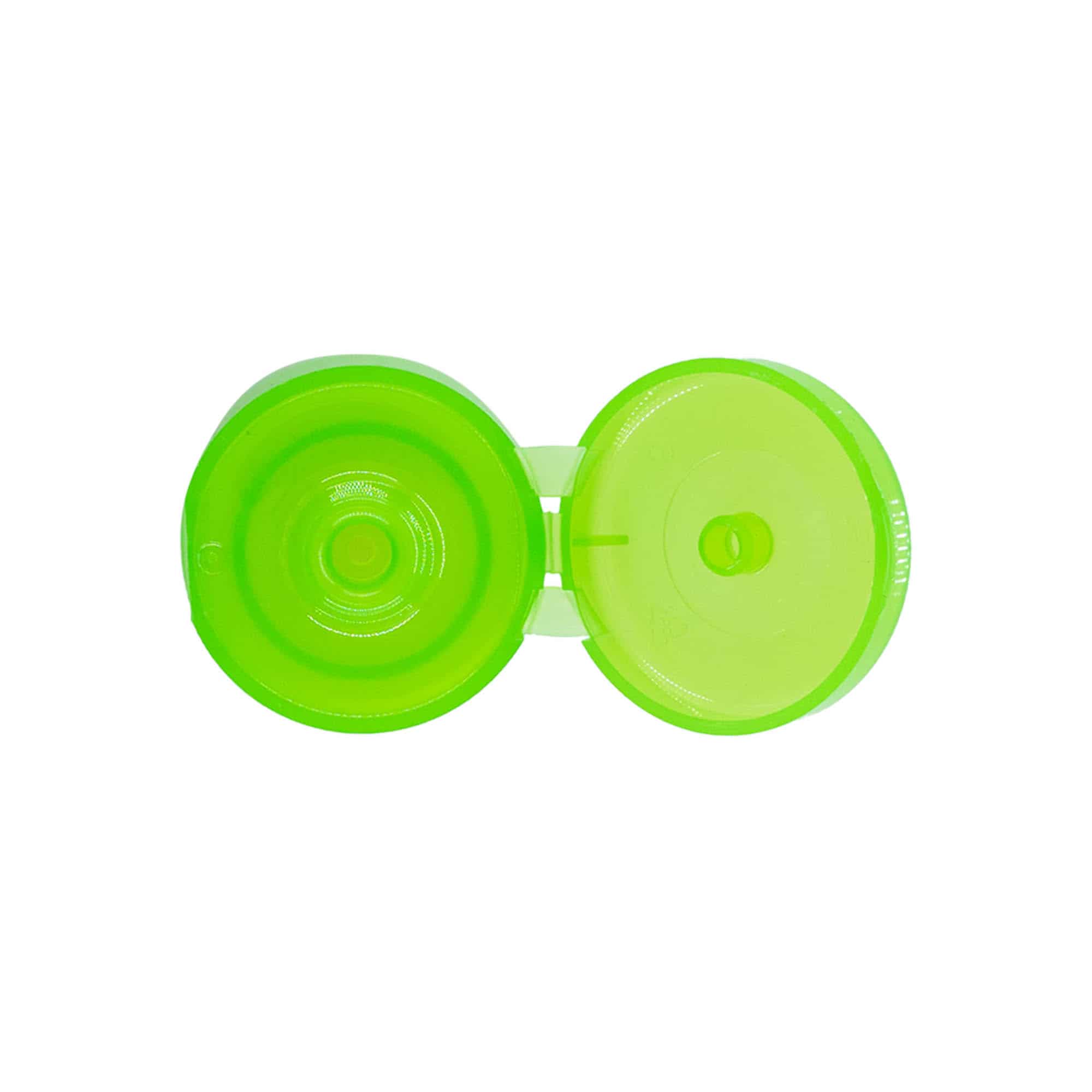Tapón de rosca con bisagra, plástico de PP, verde, para boca: GPI 24/410