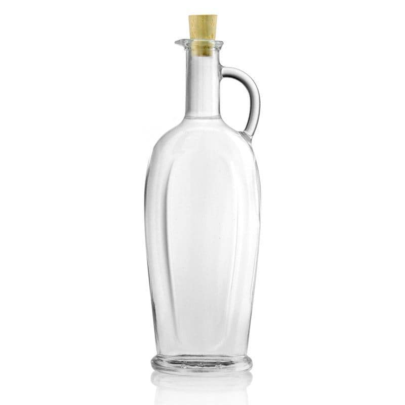 Botella de vidrio 'Eleganta' de 500 ml, ovalada, boca: corcho