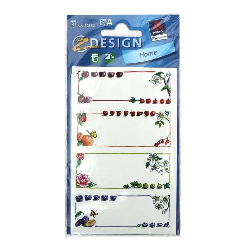 Etiquetas Zweckform 'Frutas de colores', rectangulares, papel, multicolor