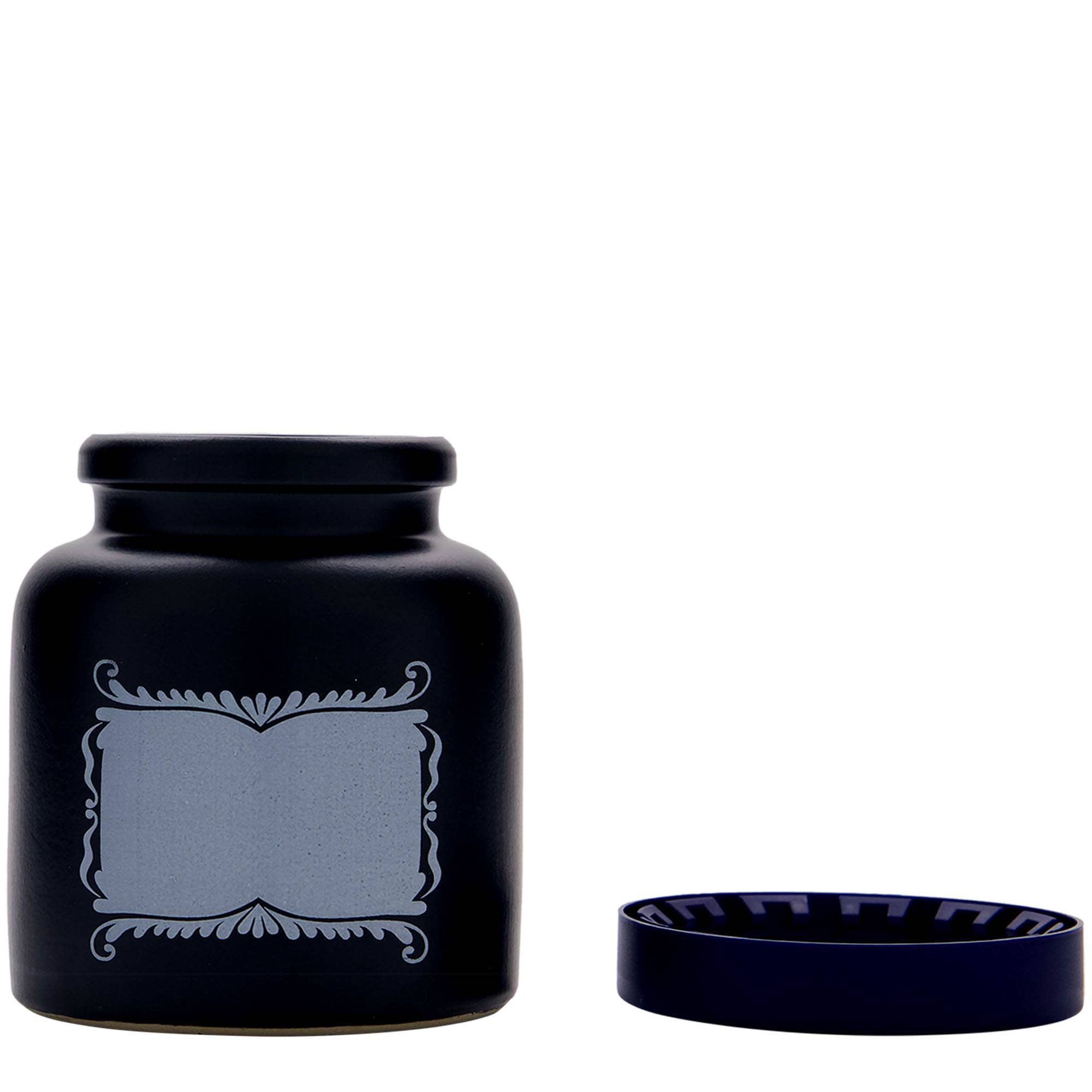 Olla de gres de 270 ml, motivo: espacio para etiqueta, cerámica, negro, boca: capuchón