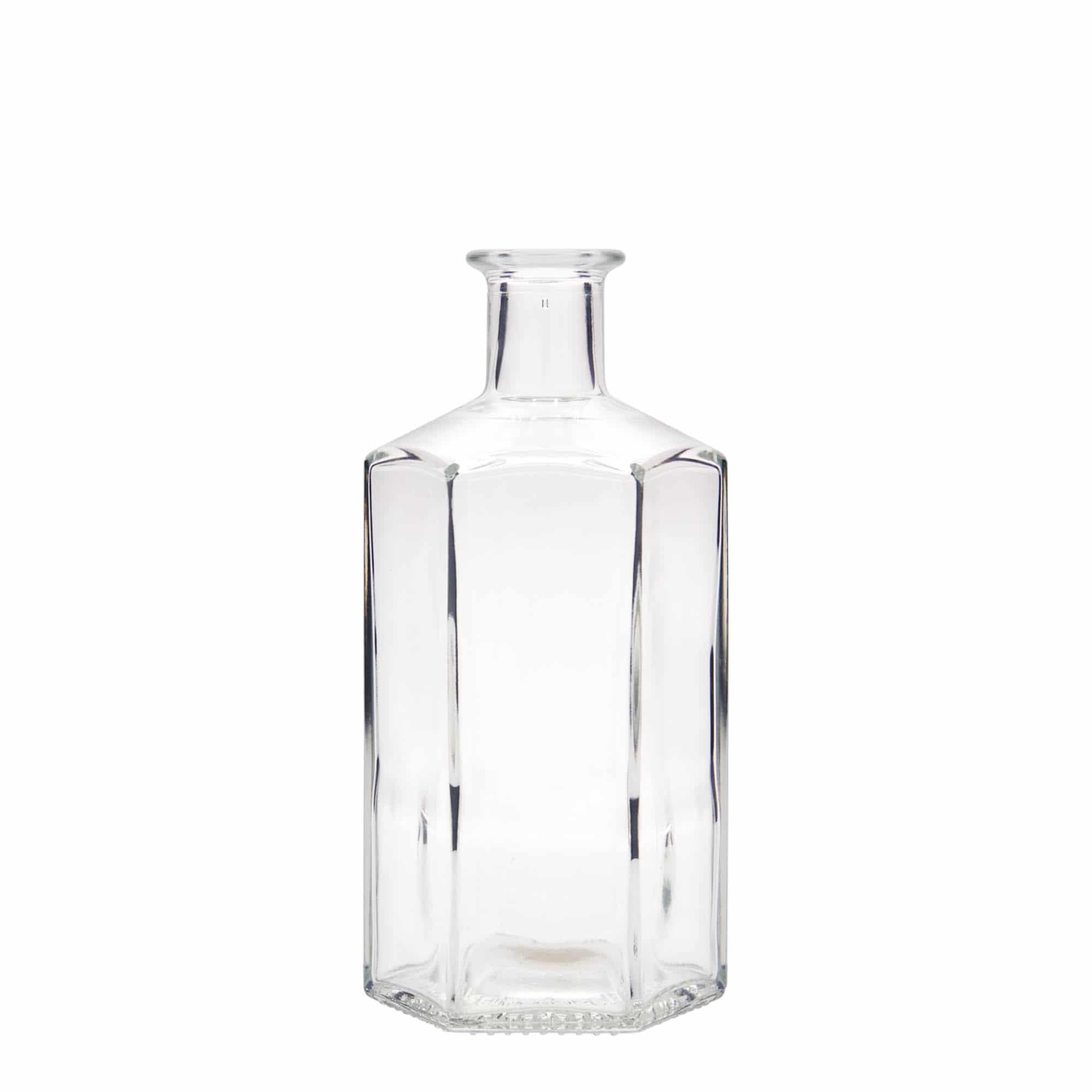 Botella de vidrio de farmacia 'Jimmy' de 500 ml, hexagonal, boca: corcho