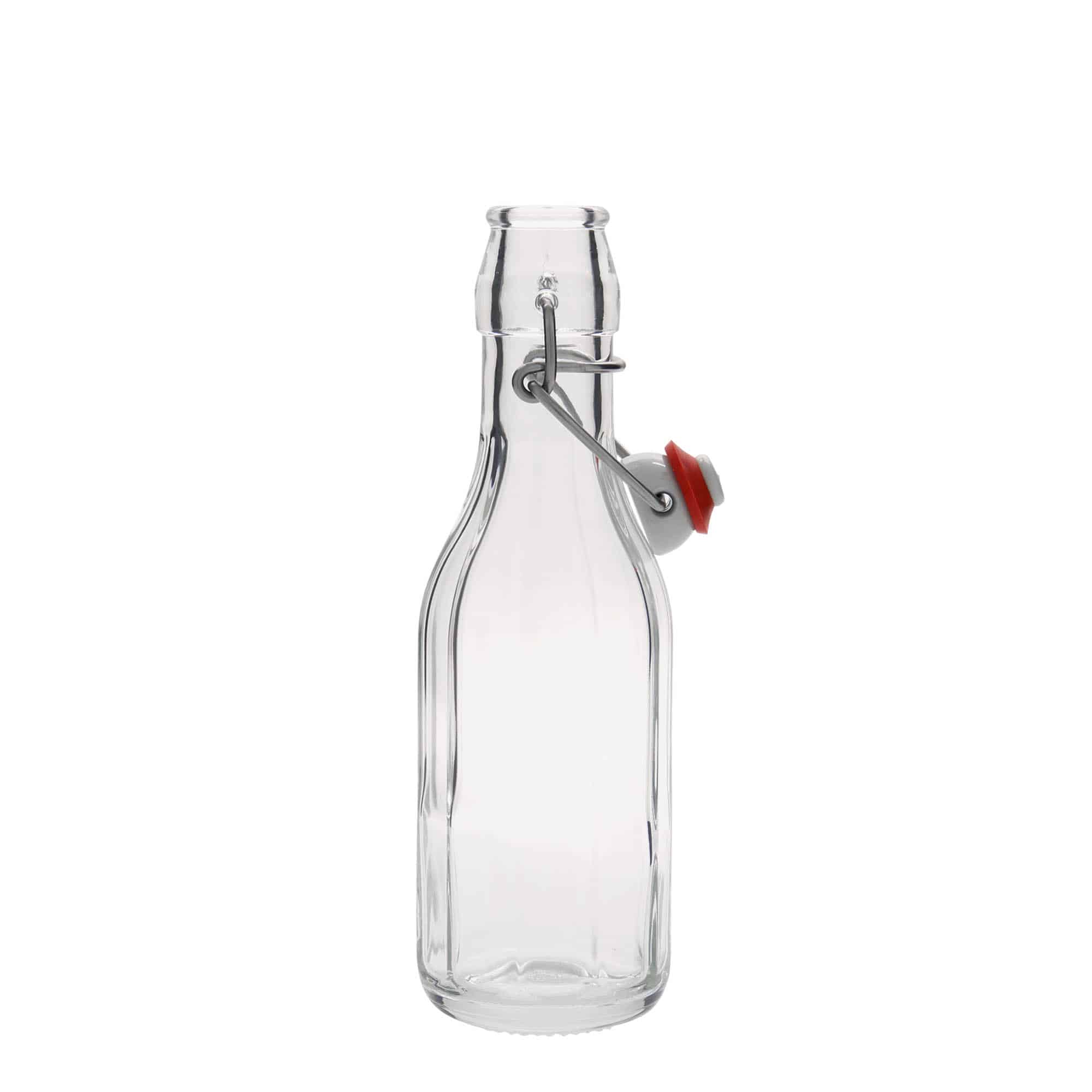 Botella de vidrio 'Bravo' de 250 ml, decagonal, boca: tapón mecánico
