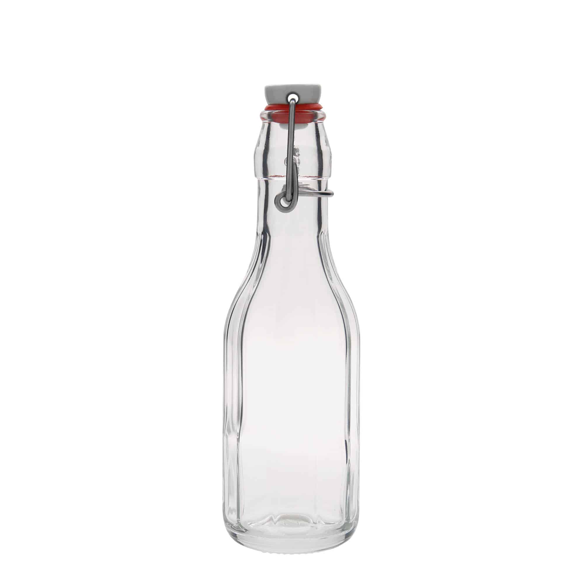 Botella de vidrio 'Bravo' de 250 ml, decagonal, boca: tapón mecánico