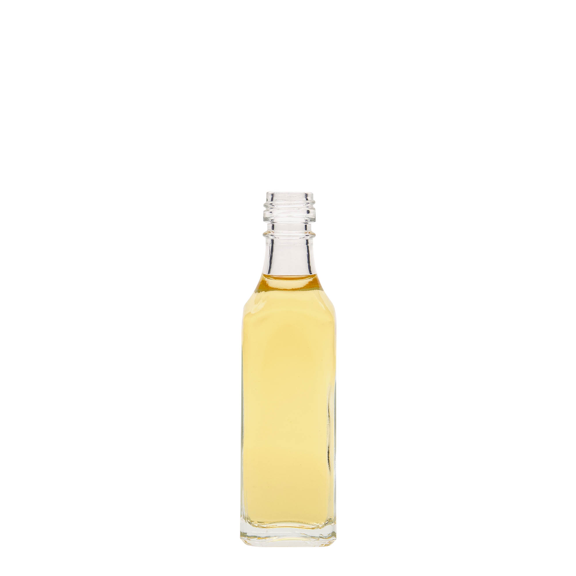 Botella de vidrio 'Siena' de 50 ml, cuadrada, boca: PP 18