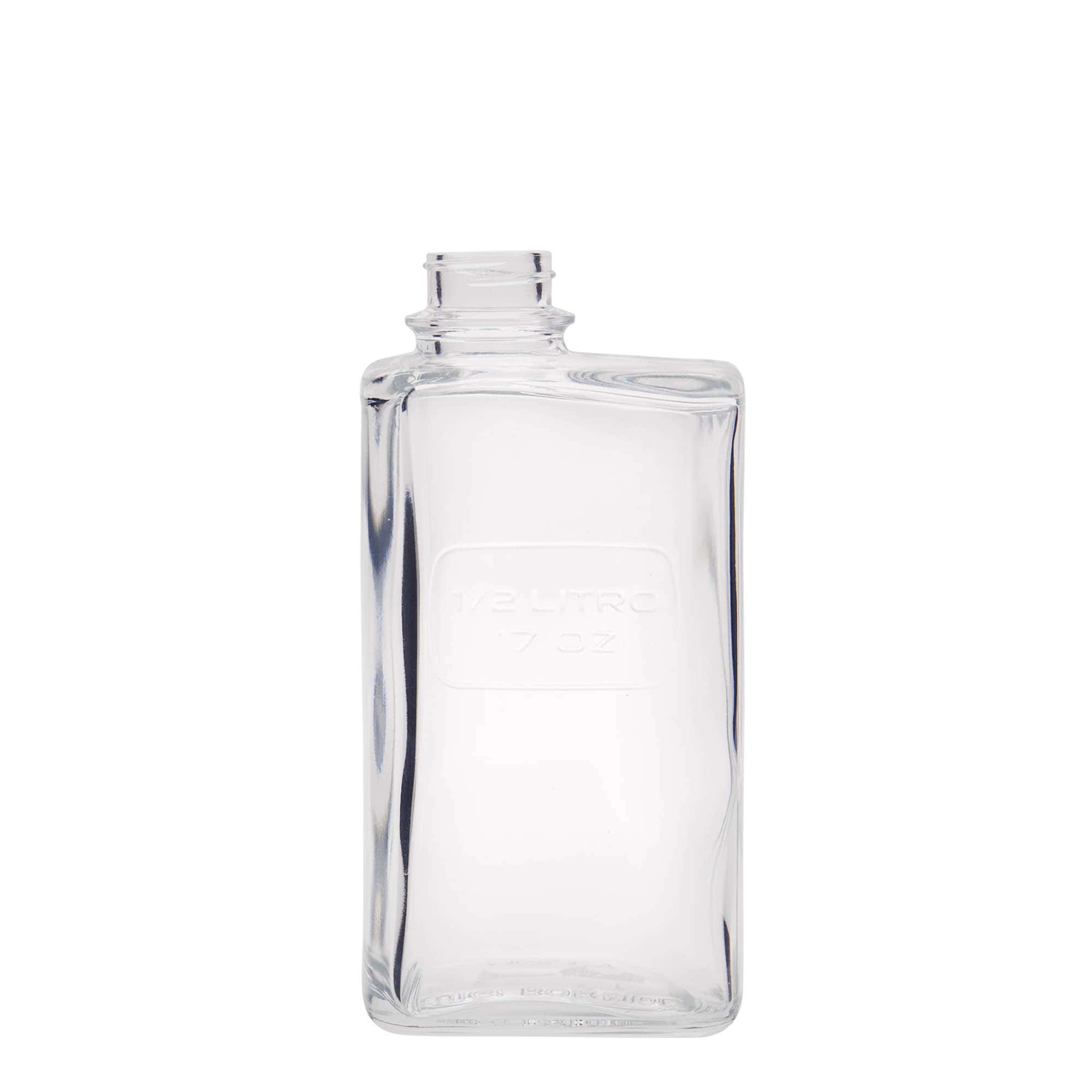 Botella de vidrio 'Optima Lattina' de 500 ml, rectangular, boca: tapón de rosca