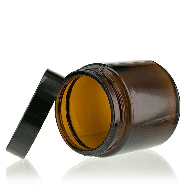 Bote 'Brown Line' de 120 ml, vidrio, marrón, boca: tapón de rosca