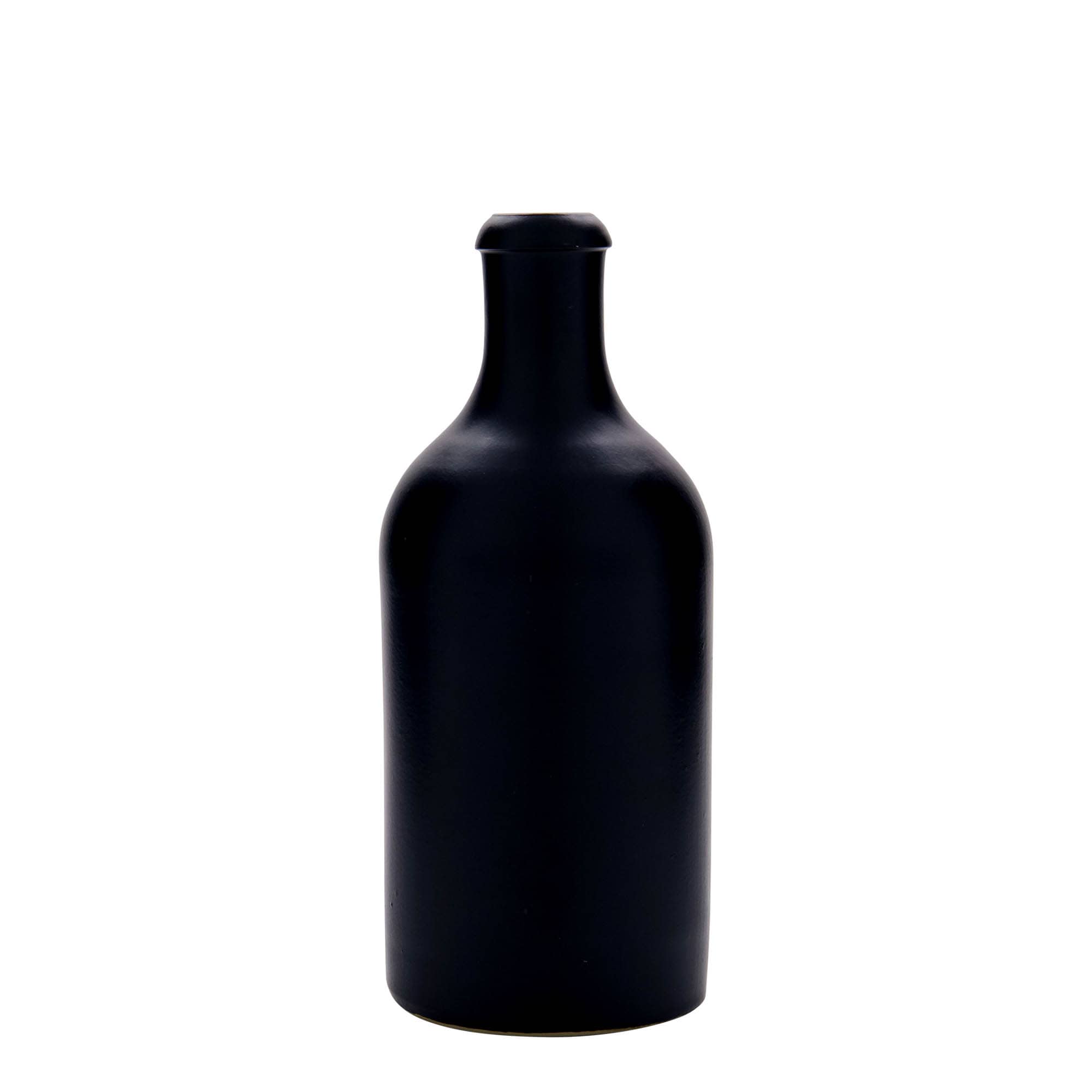 Jarra de barro de 500 ml, gres, negro, boca: corcho