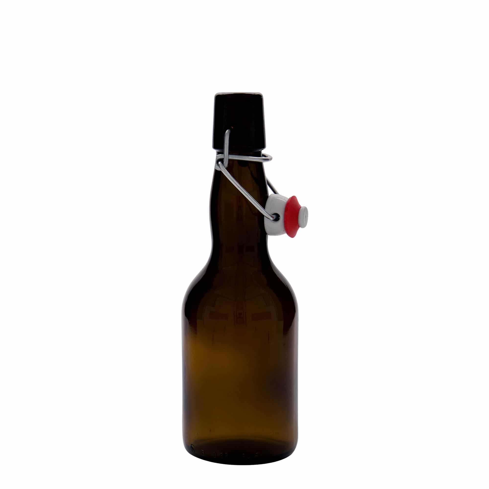 Botella de cerveza con cuello estilo belga de 330 ml, vidrio, marrón, boca: tapón mecánico