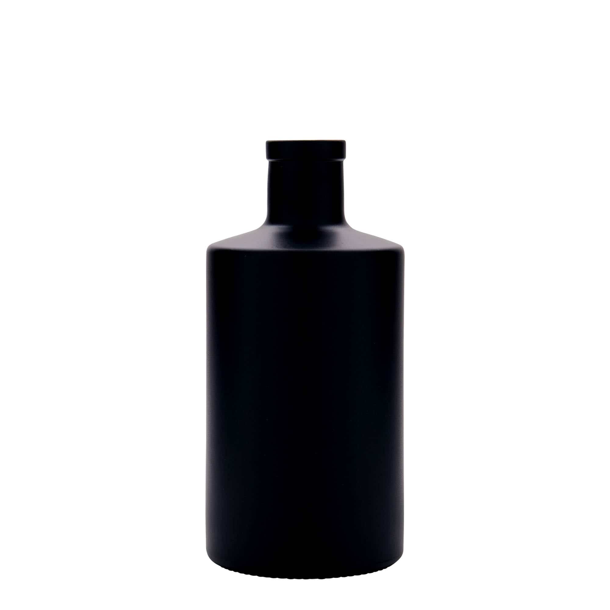 Botella de vidrio 'Caroline' de 500 ml, negro, boca: corcho