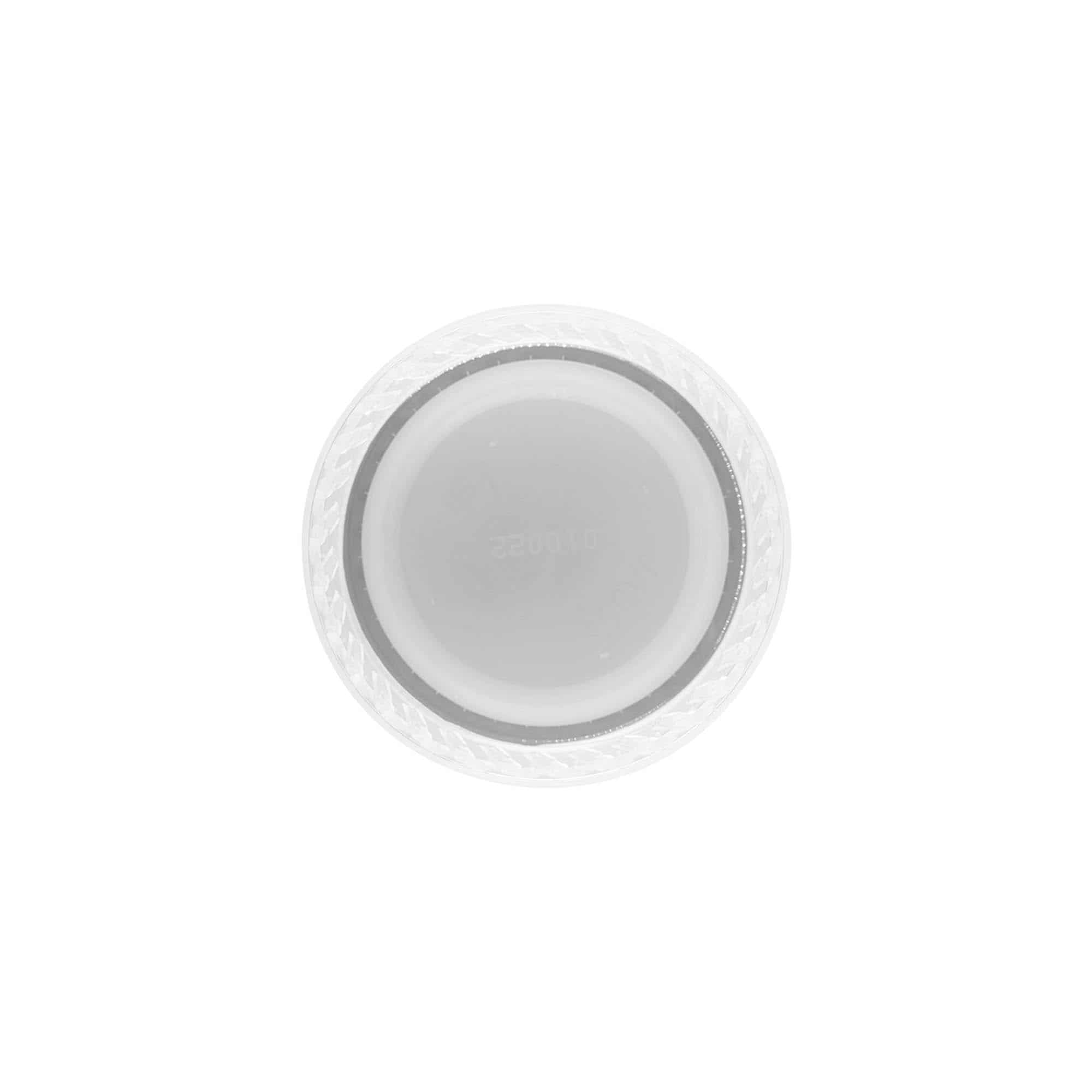 Tapón de rosca de dos entradas, plástico de PE, blanco, para boca: PET 38 mm