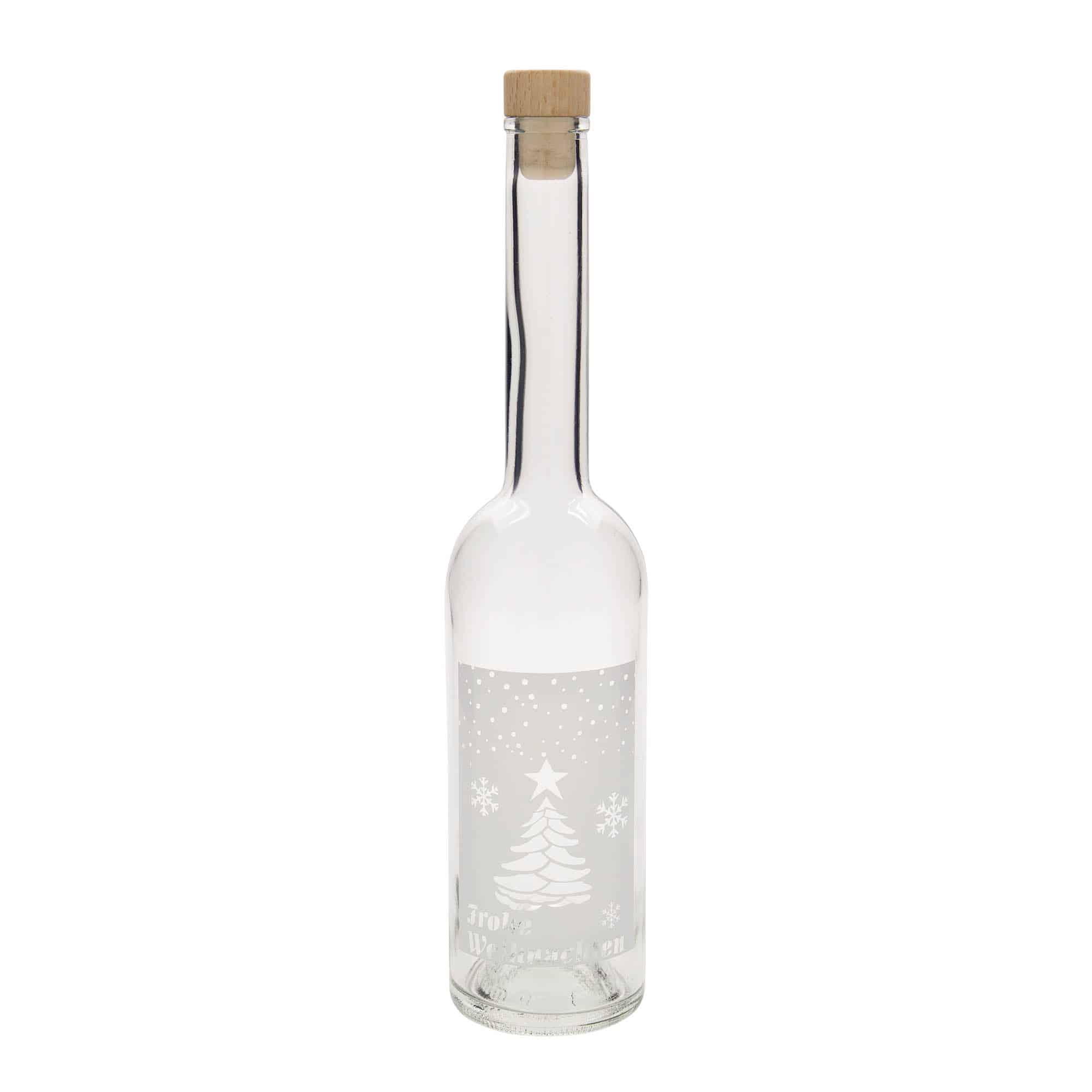 Botella de vidrio 'Opera' de 500 ml, motivo: Navidades blancas, boca: corcho