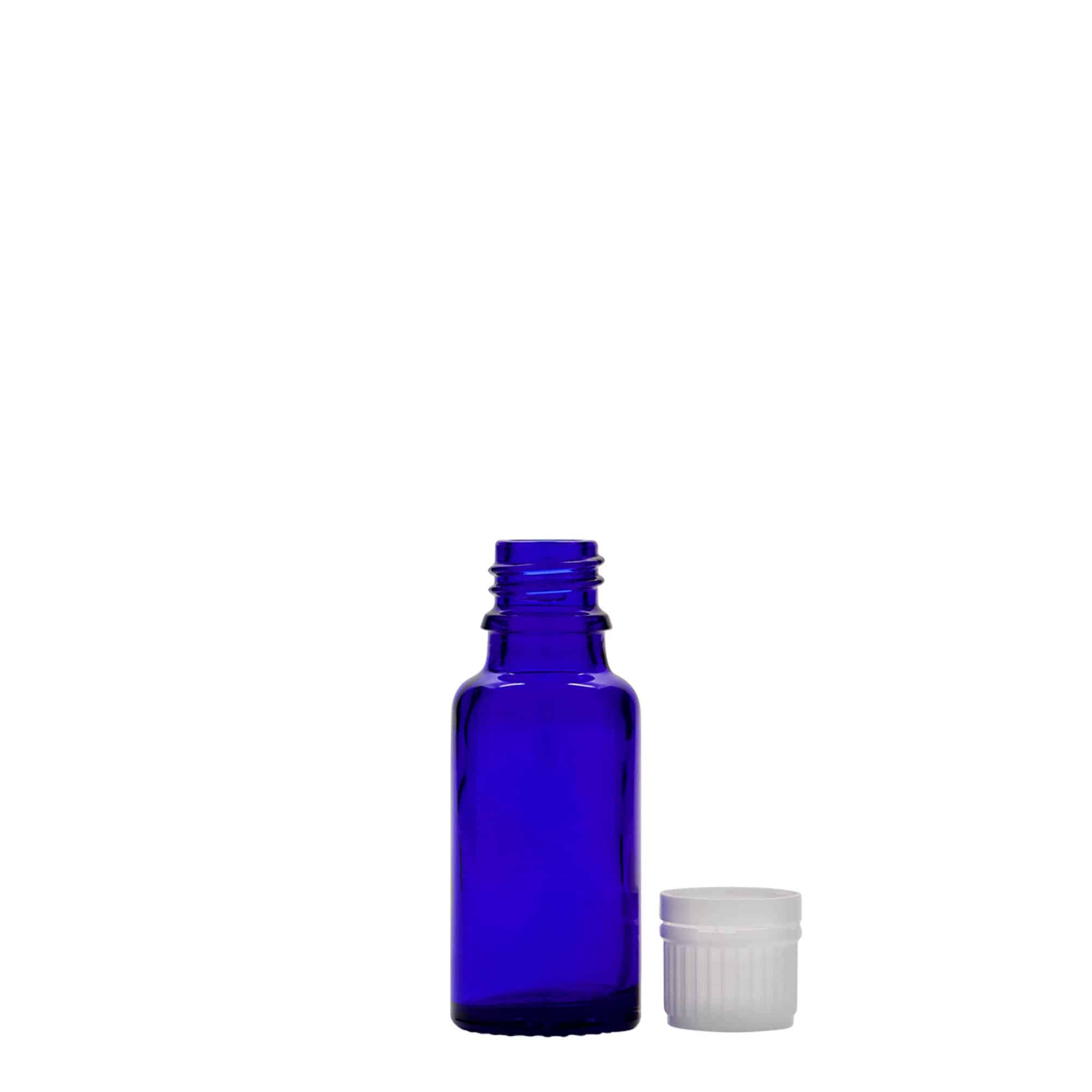 Frasco de medicamentos de 20 ml, vidrio, azul real, boca: DIN 18