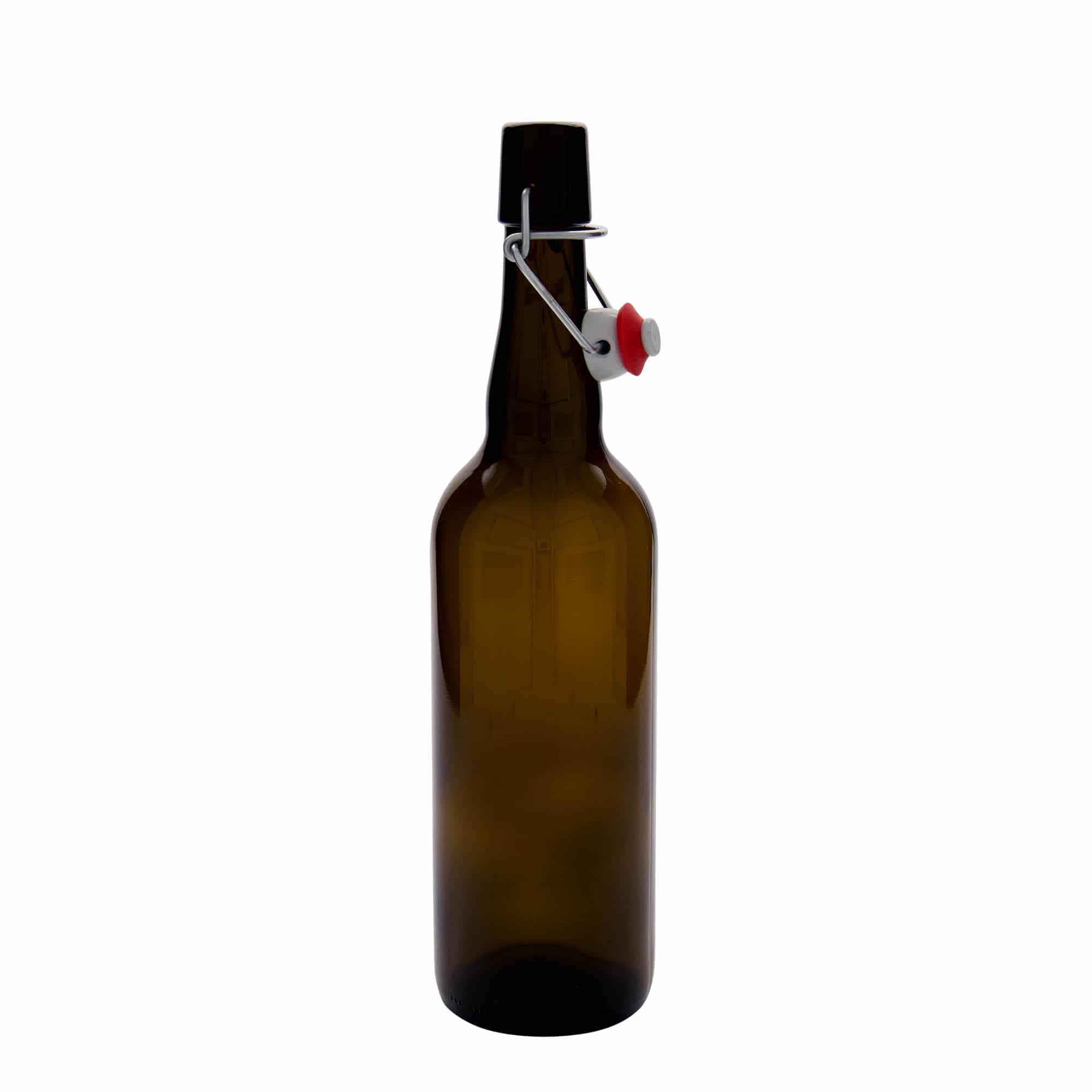 Botella de cerveza belga de 750 ml, vidrio, marrón, boca: tapón mecánico