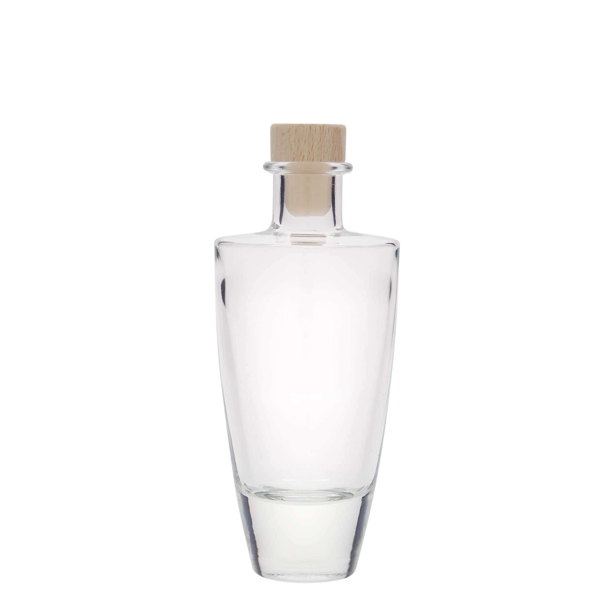 Botella de vidrio 'Vanessa' de 200 ml, ovalada, boca: corcho
