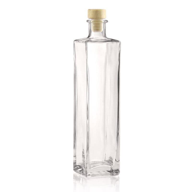 Botella de vidrio 'Rafaello' de 500 ml, cuadrada, boca: corcho