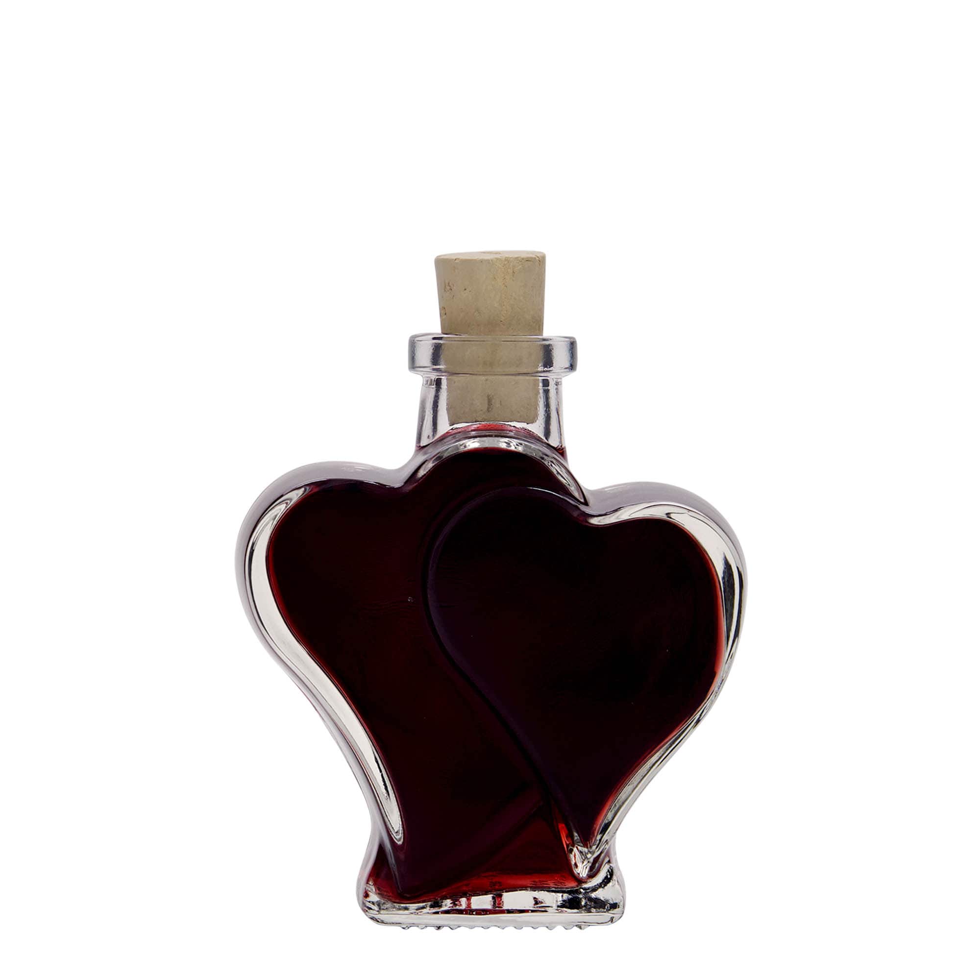 Botella de vidrio 'Dos corazones' de 200 ml, boca: corcho