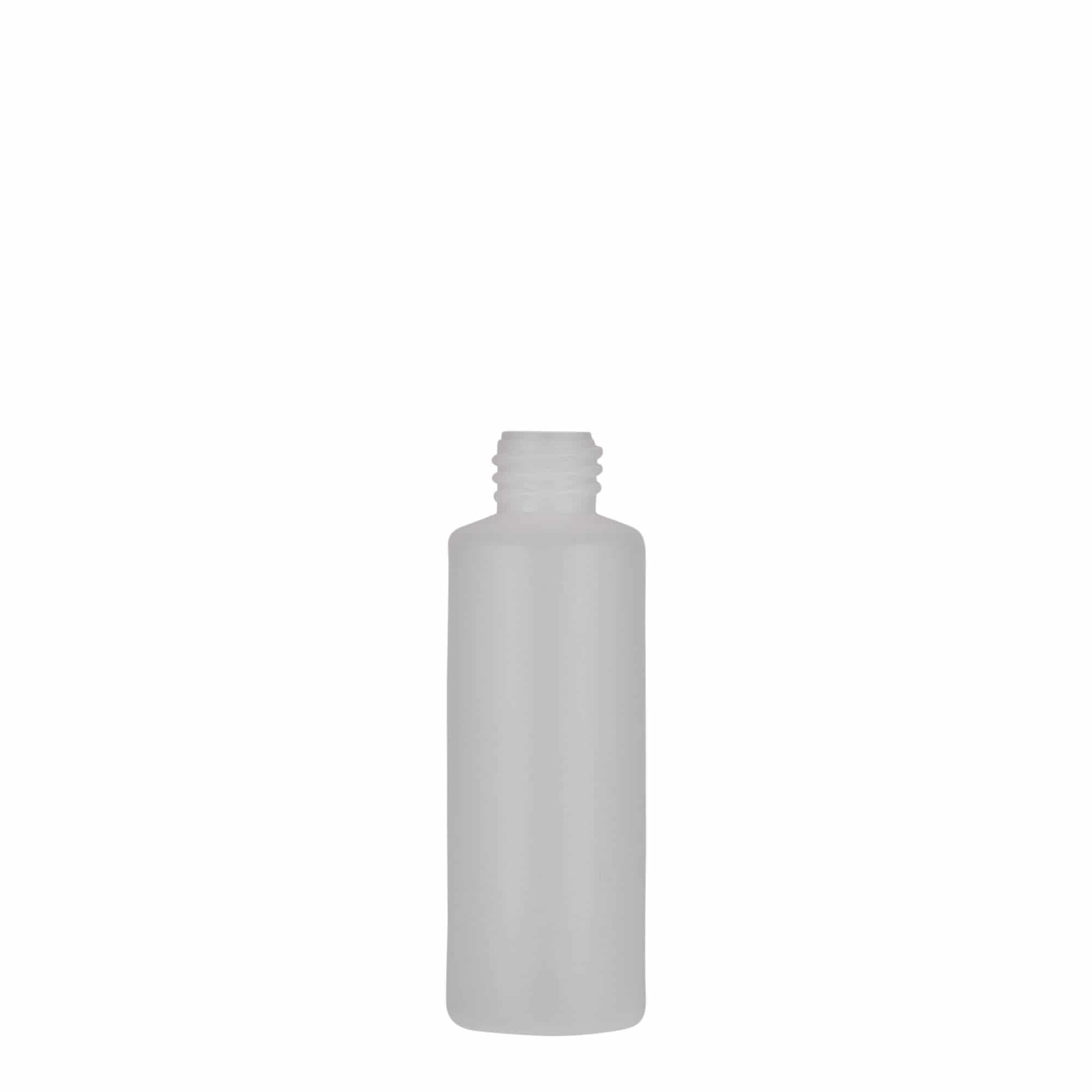 Botella redonda de 50 ml, plástico de PE, natural, boca: tapón de rosca