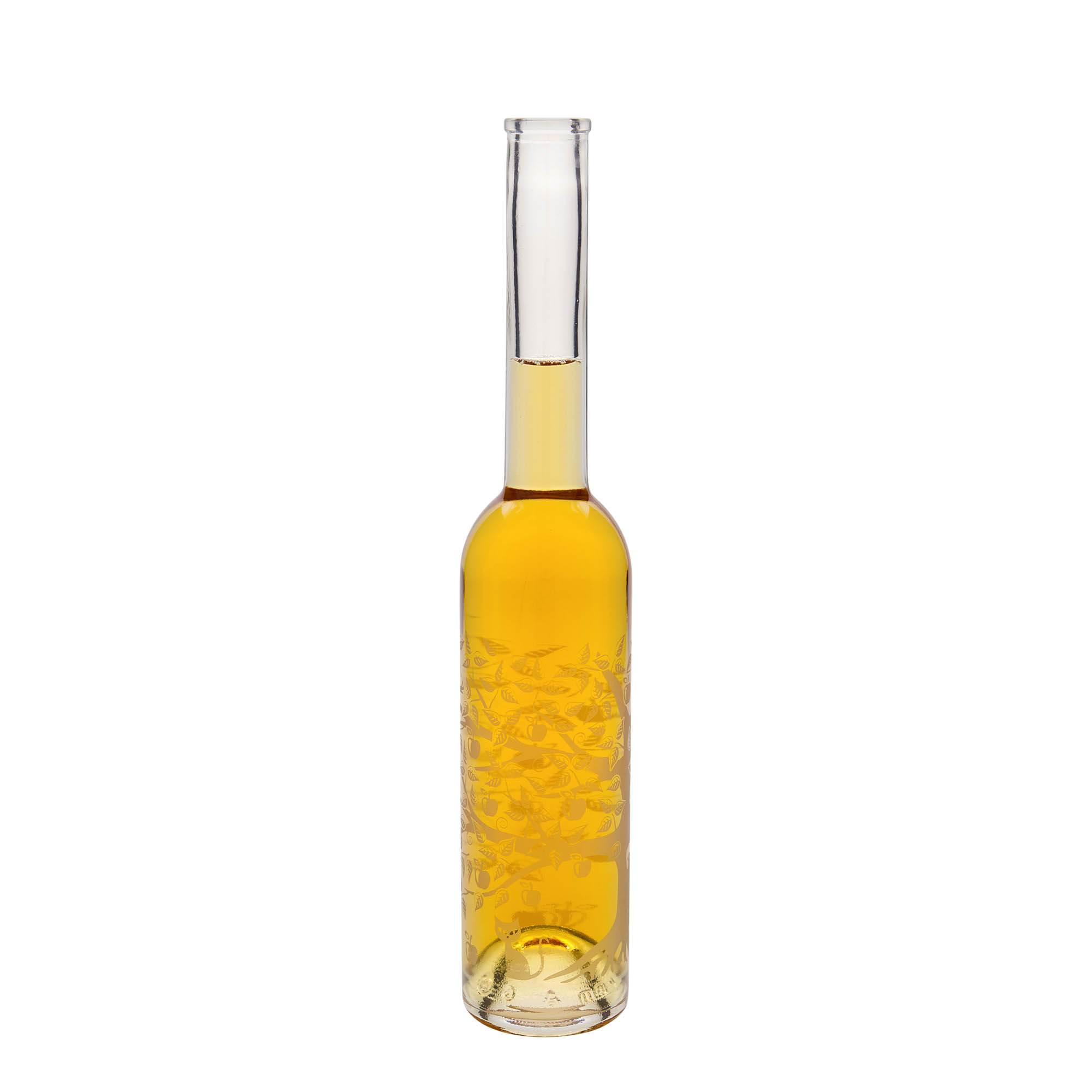 Botella de vidrio 'Opera' de 350 ml, motivo: manzano, boca: corcho