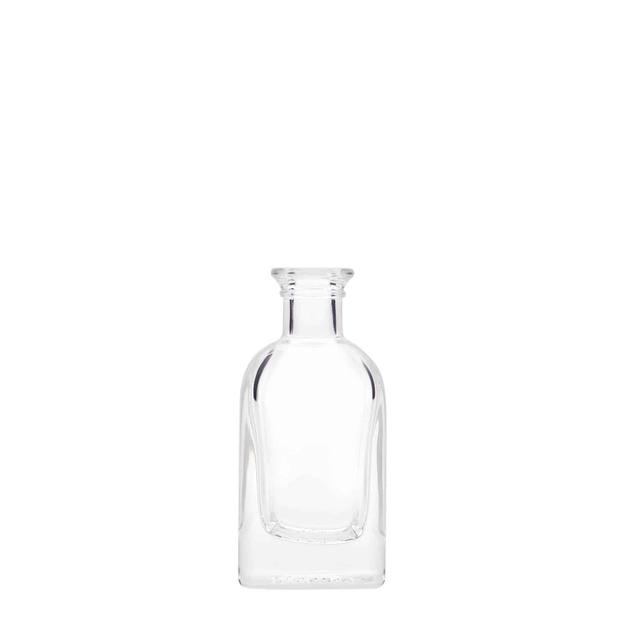 Botella de vidrio de farmacia 'Carré' de 40 ml, cuadrada, boca: corcho