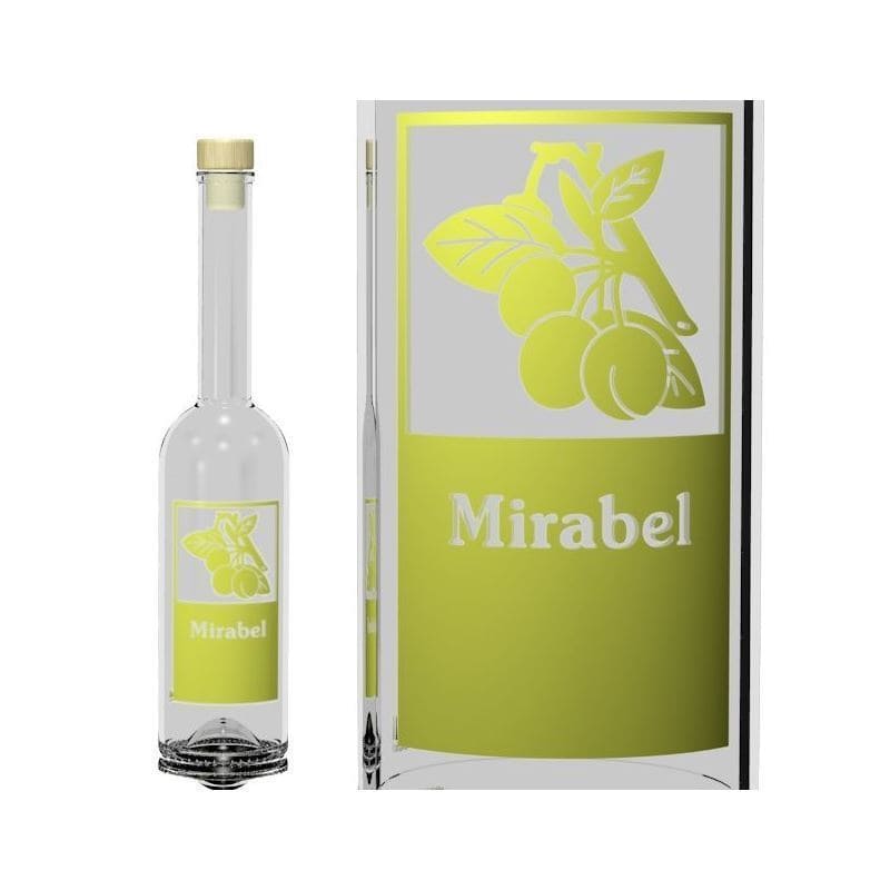 Botella de vidrio 'Opera' de 500 ml, motivo: Mirabel, boca: corcho