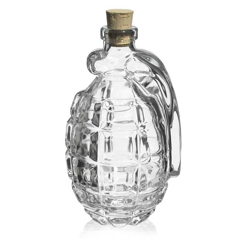 Botella de vidrio 'Granada de mano' de 200 ml, boca: corcho