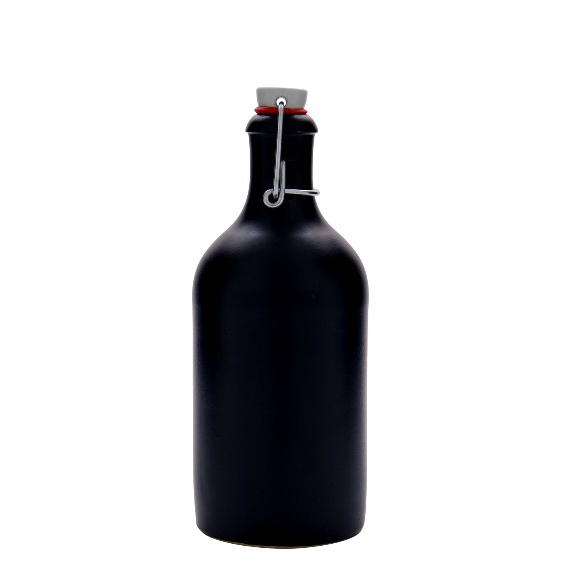 Jarra de barro de 500 ml, gres, negro, boca: tapón mecánico