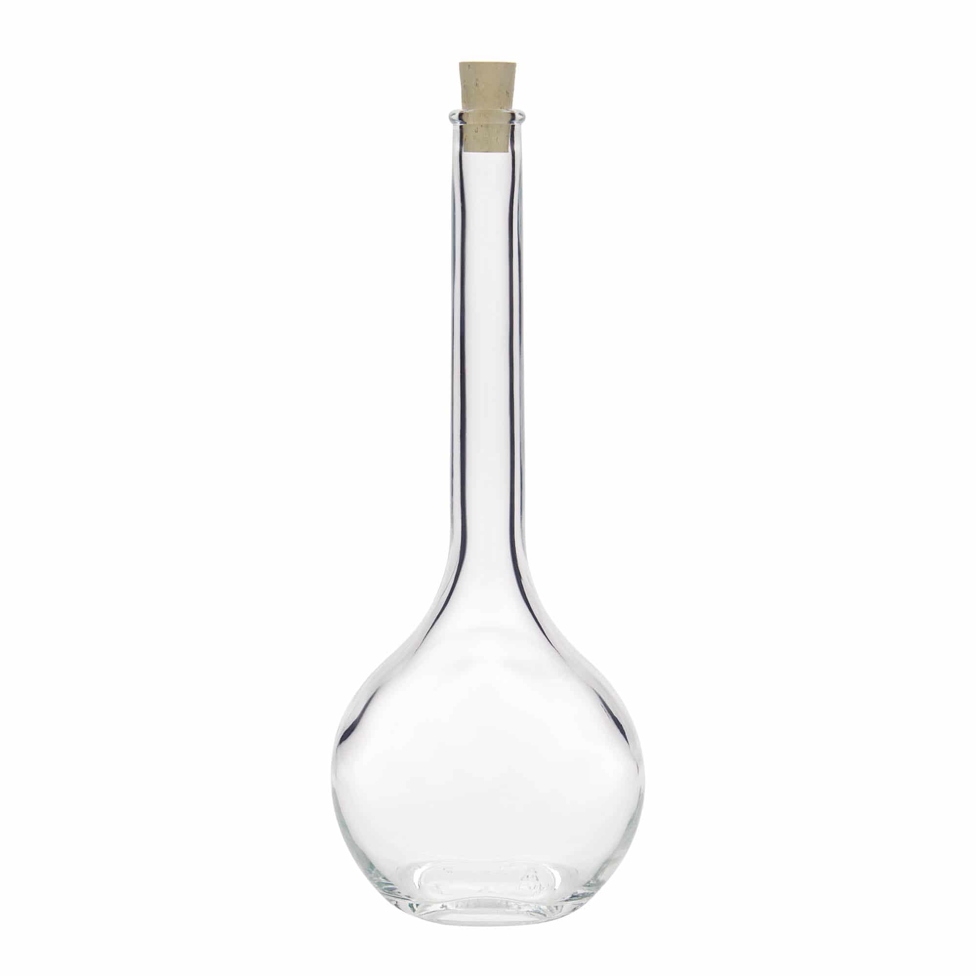 Botella de vidrio 'Contessa' de 500 ml, ovalada, boca: corcho
