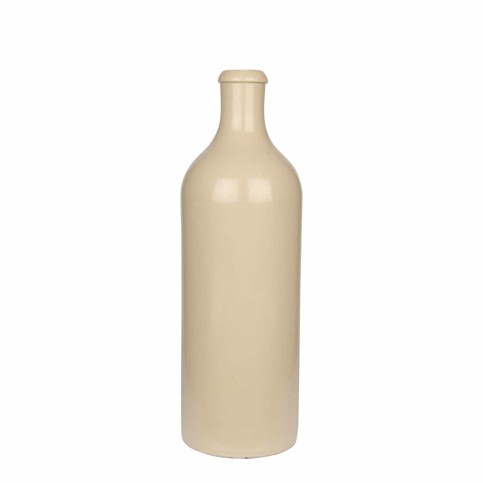 Jarra de barro de 750 ml, gres, beige, boca: corcho