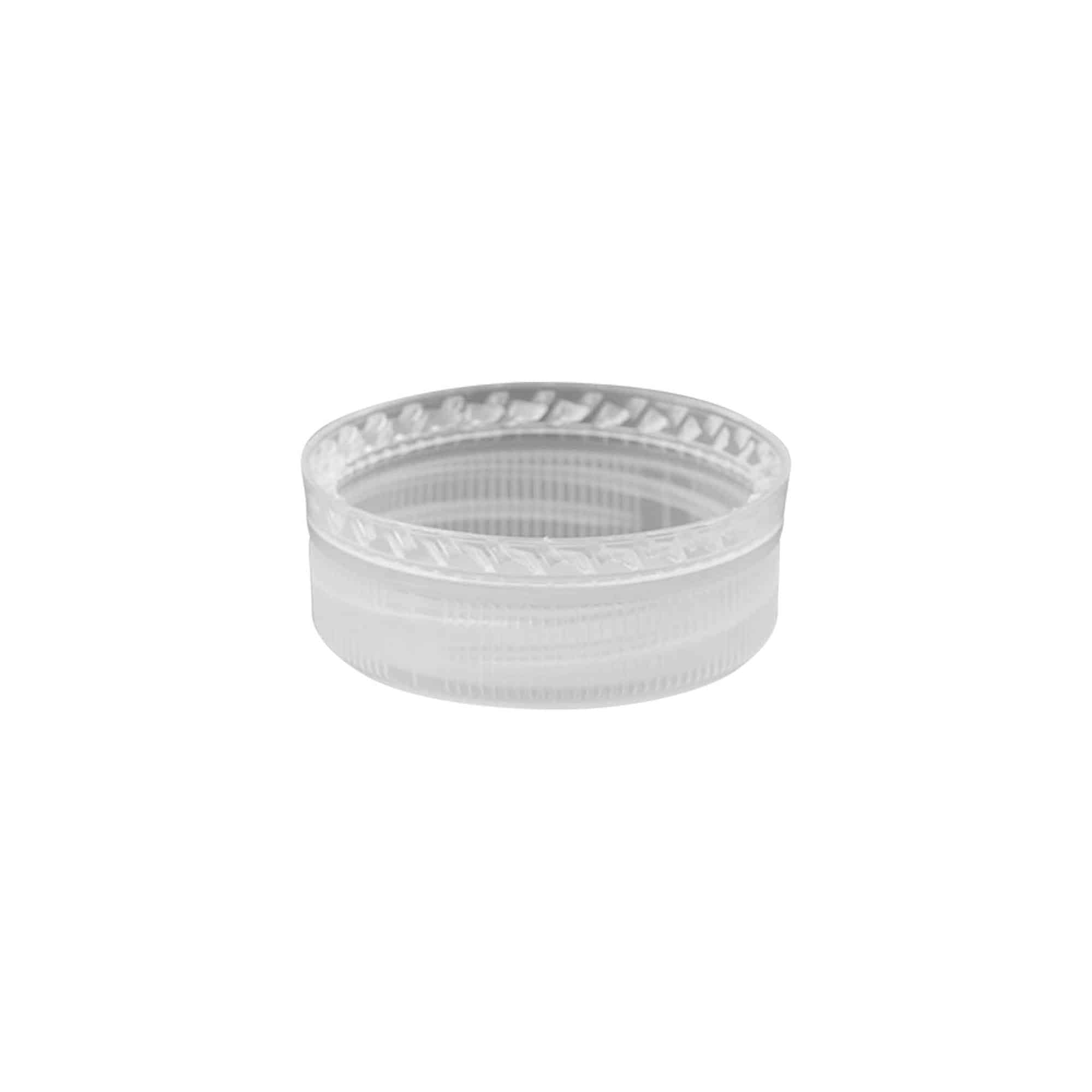 Tapón de rosca de dos entradas, plástico de PE, blanco, para boca: PET 38 mm