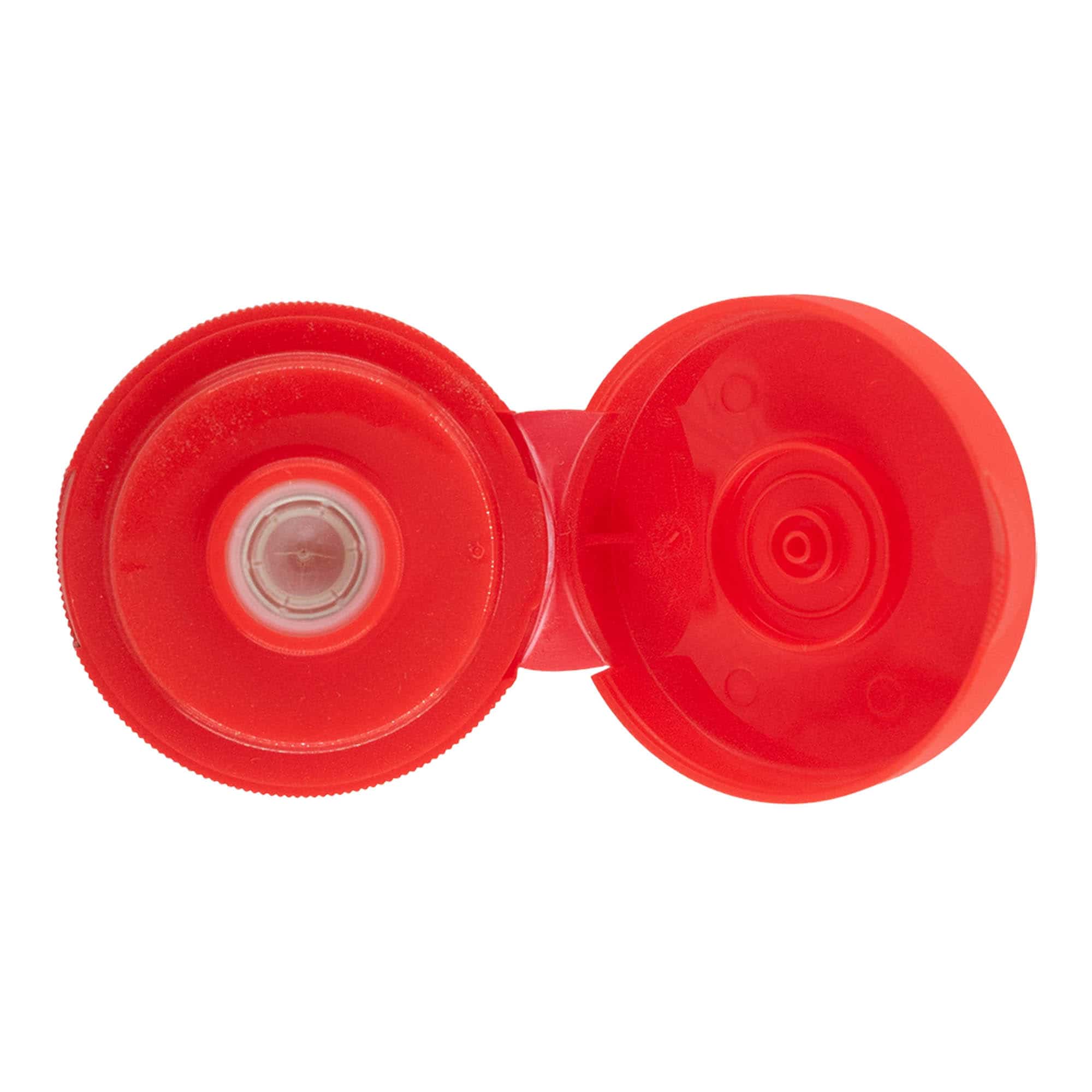 Tapón de rosca con bisagra, plástico de PP, rojo, para boca: GPI 38/400
