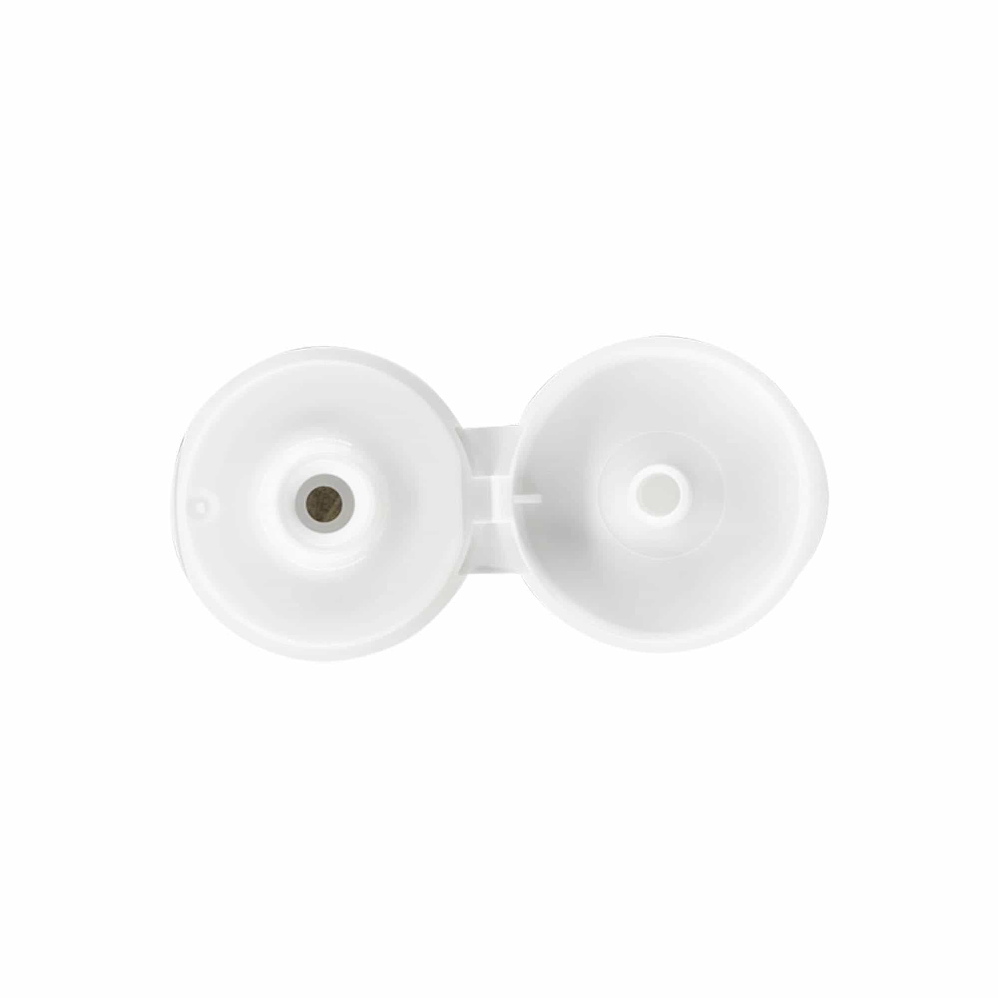 Tapón de rosca con bisagra, plástico de PP, blanco, para boca: GPI 24/410