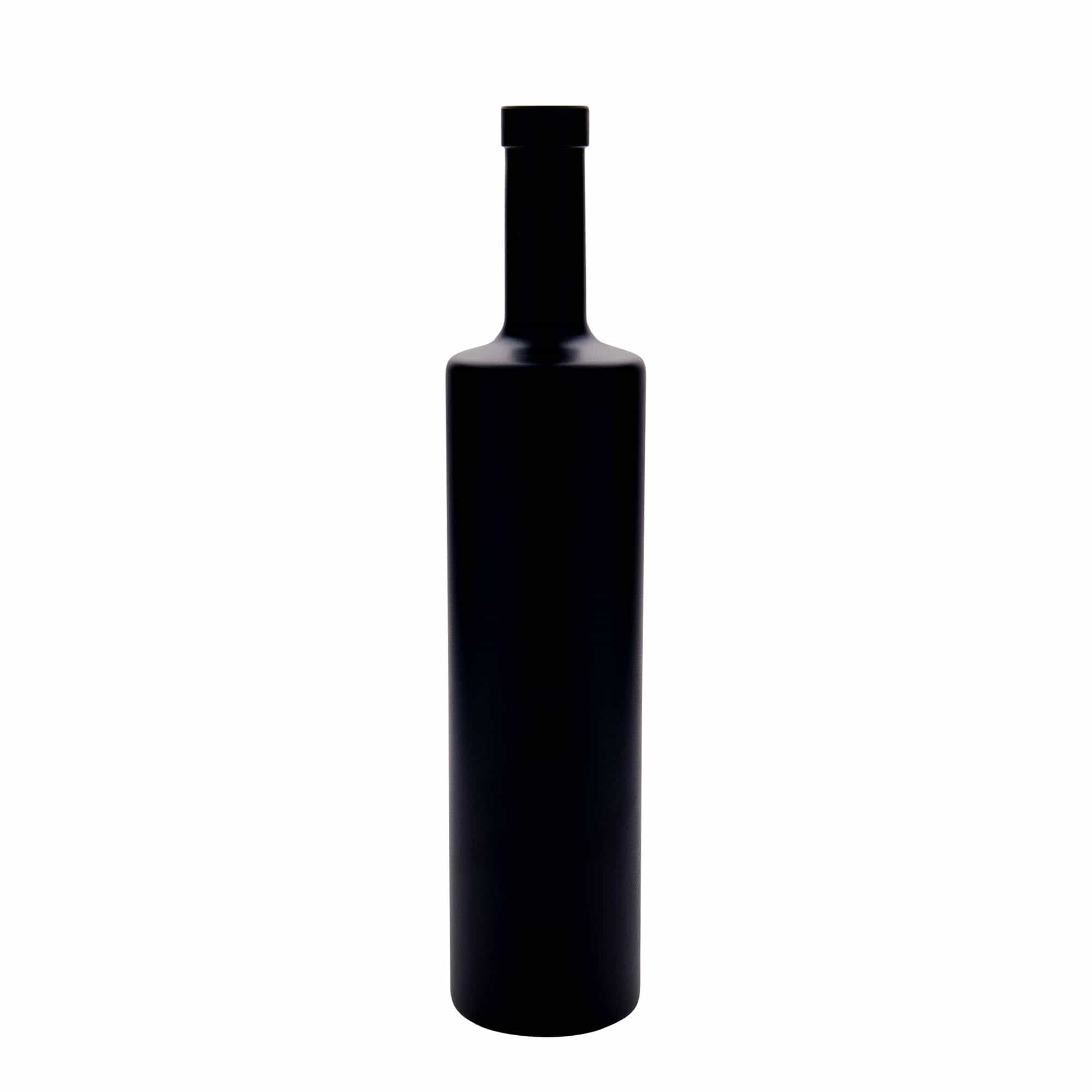 Botella de vidrio 'Centurio' de 700 ml, negro, boca: corcho