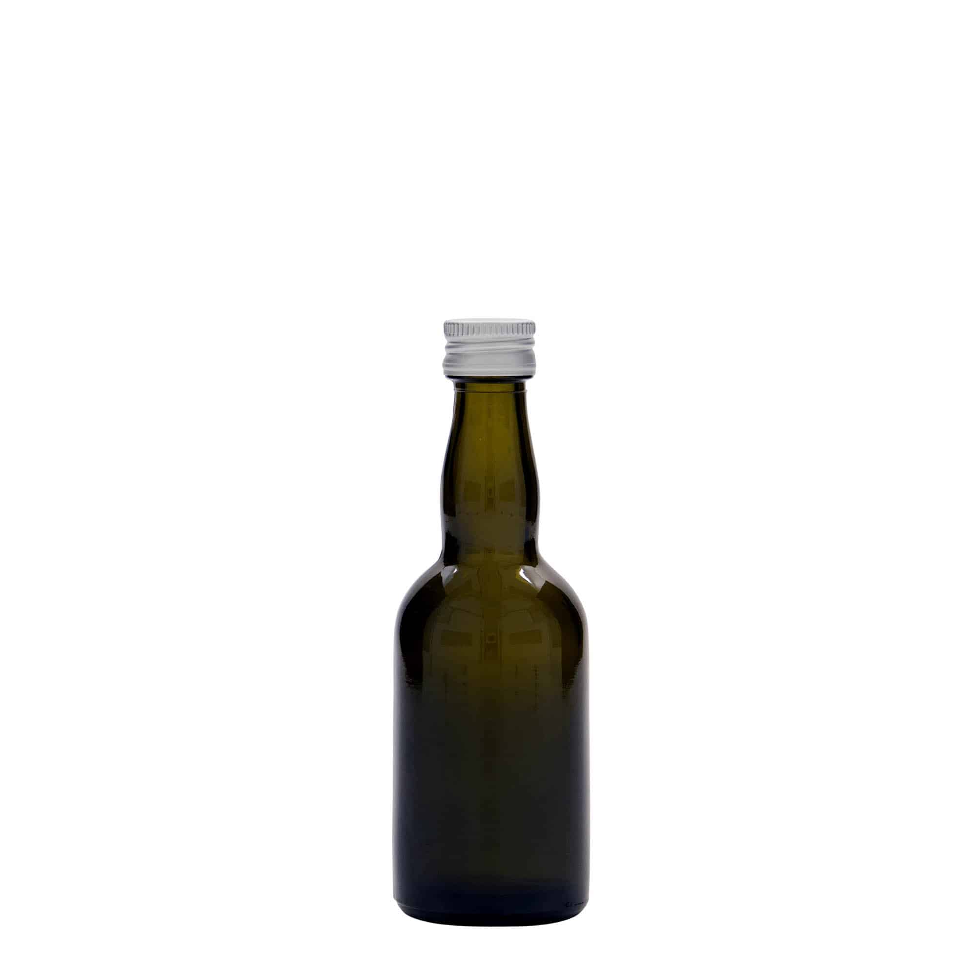 Botella de vidrio 'Proba' de 50 ml, verde antiguo, boca: PP 18