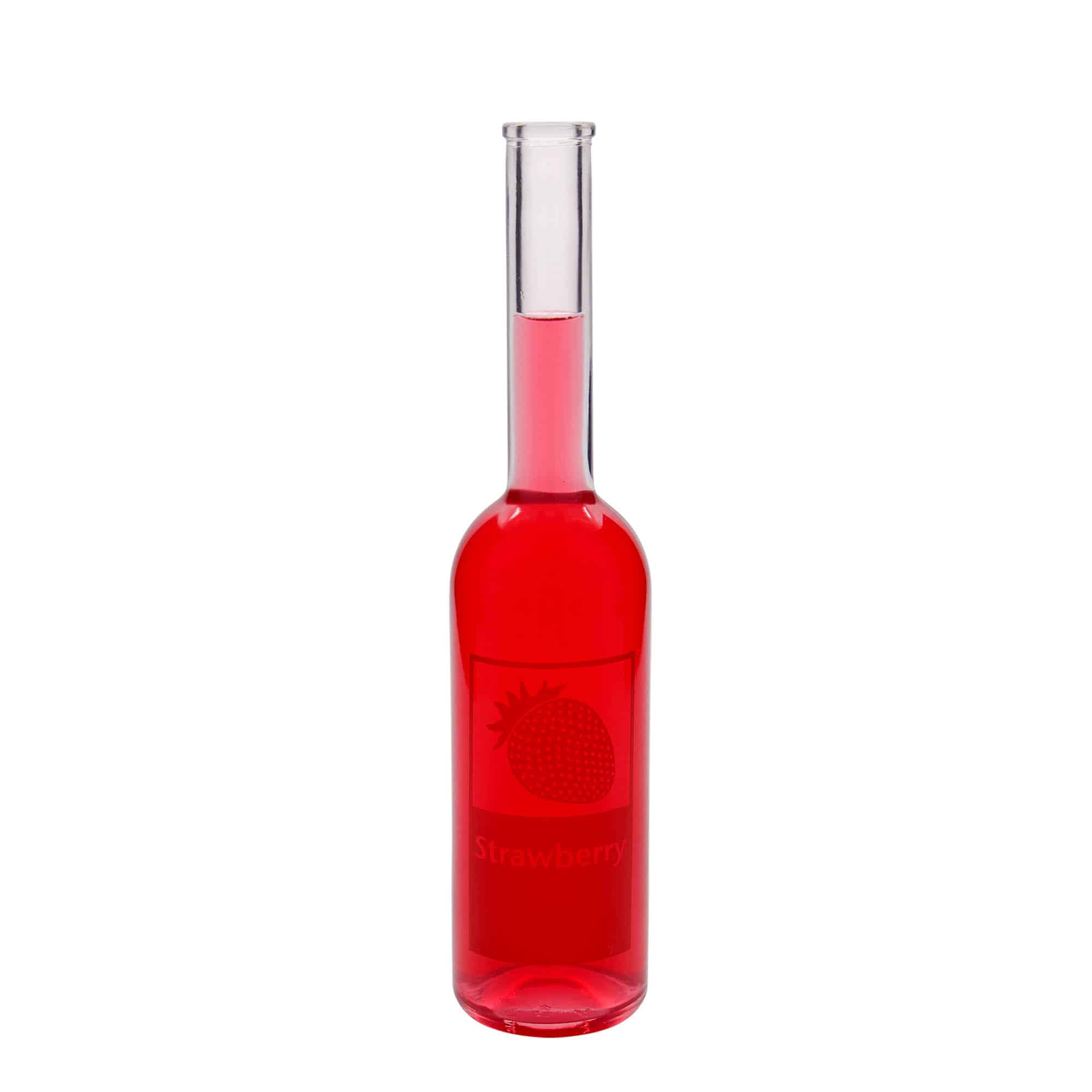 Botella de vidrio 'Opera' de 500 ml, motivo: Strawberry, boca: corcho