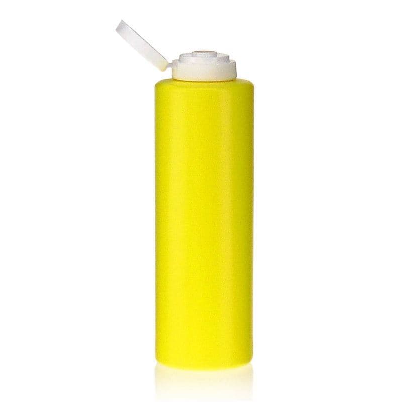 Botella para salsa de 500 ml, plástico de LDPE amarillo, boca: GPI 38/400