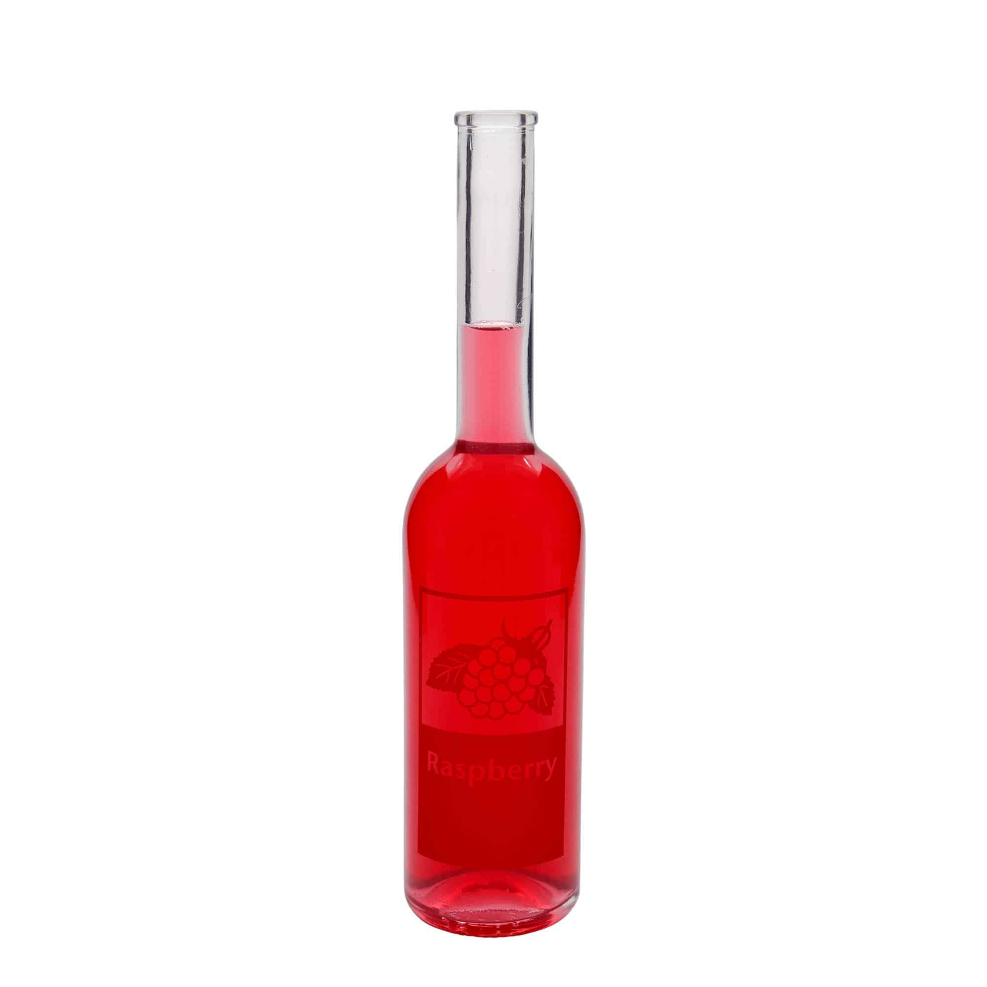 Botella de vidrio 'Opera' de 500 ml, motivo: Raspberry, boca: corcho