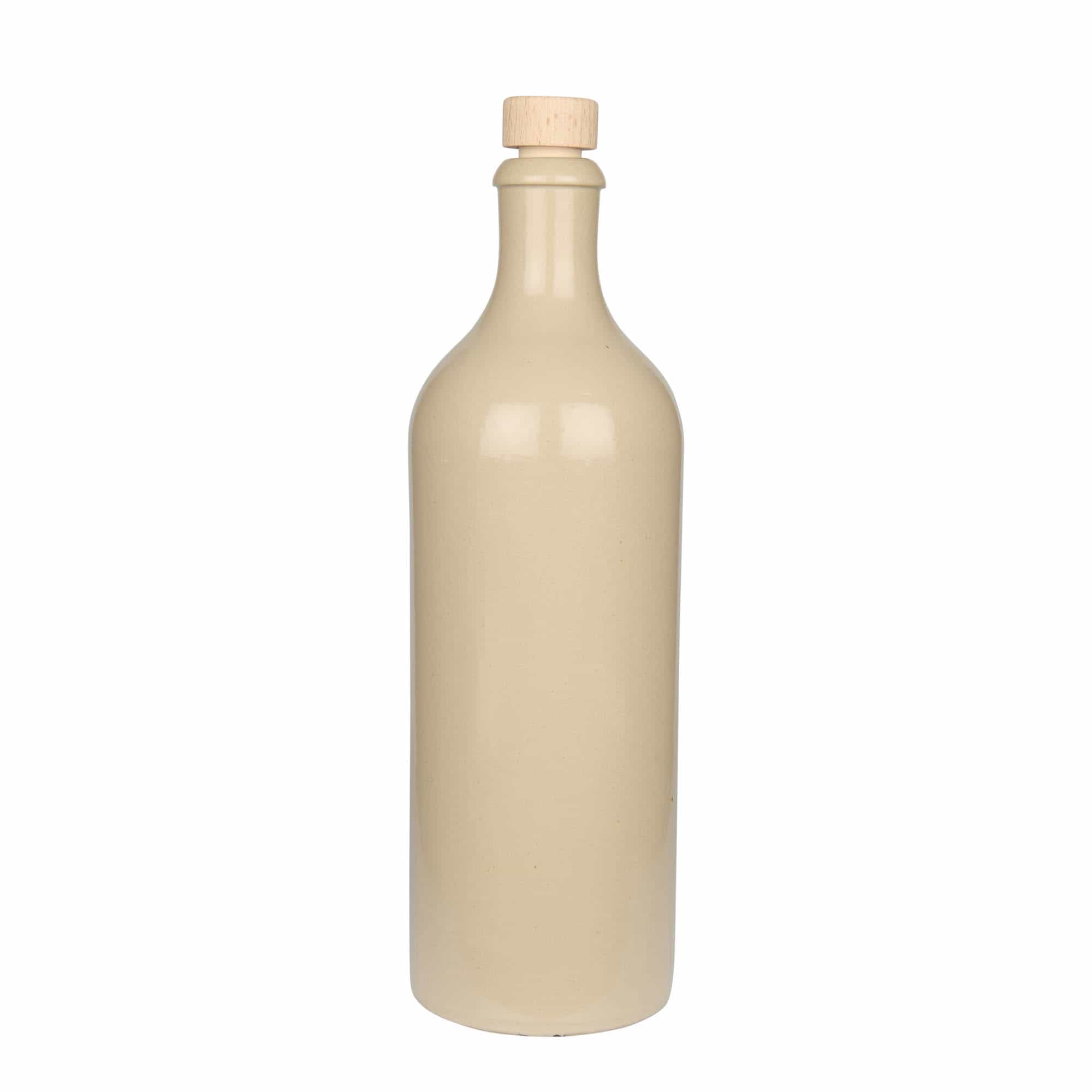 Jarra de barro de 750 ml, gres, beige, boca: corcho