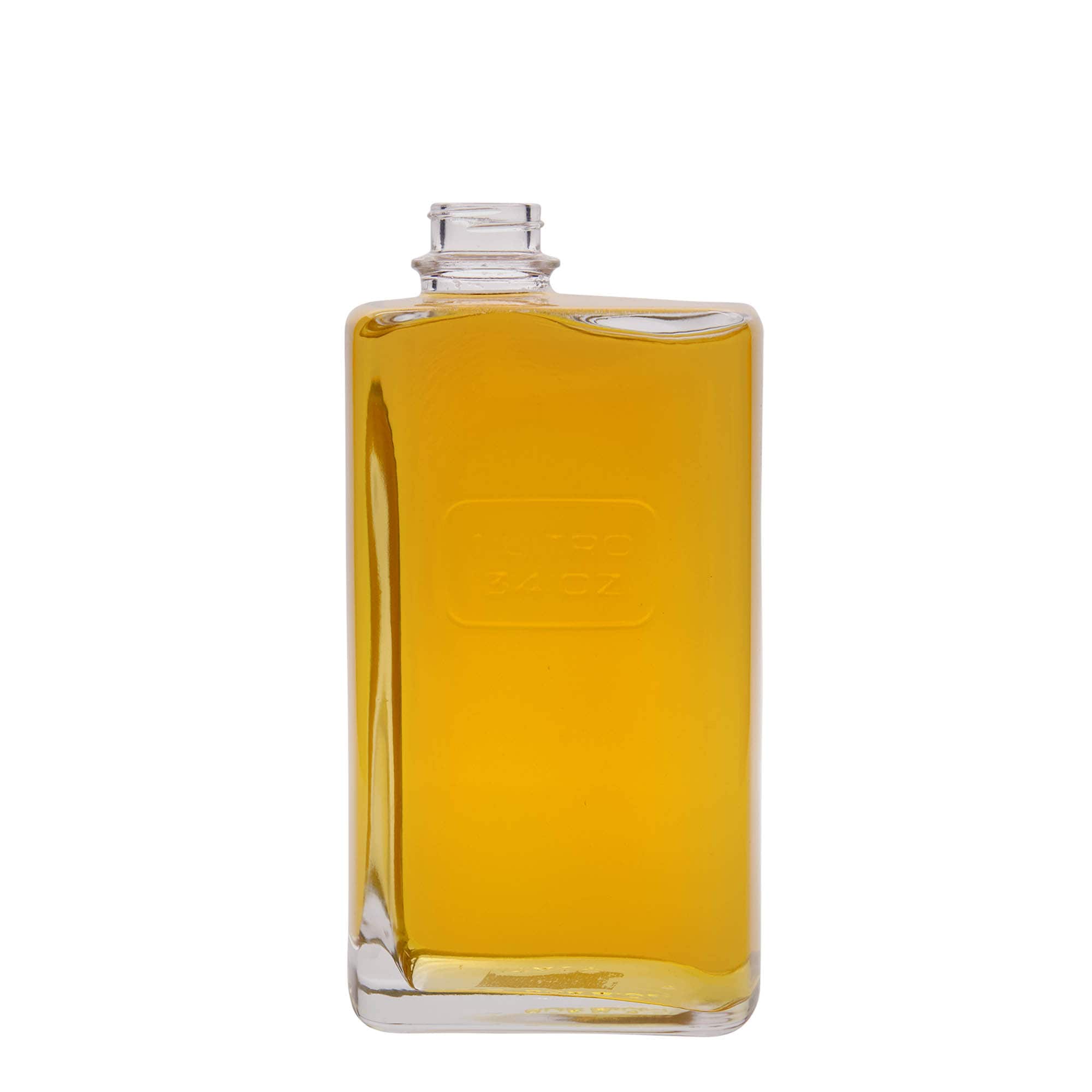 Botella de vidrio 'Optima Lattina' de 1000 ml, rectangular, boca: tapón de rosca