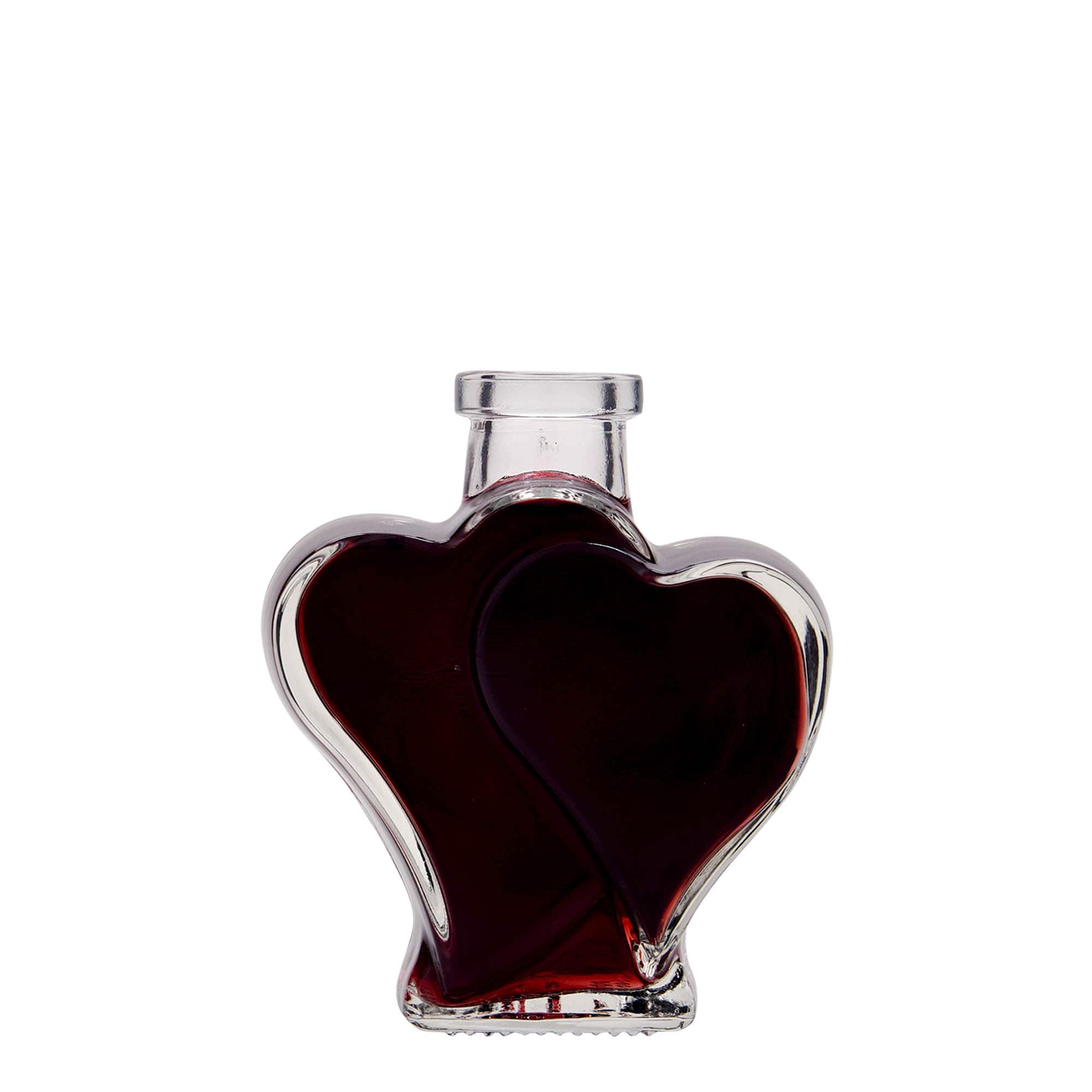 Botella de vidrio 'Dos corazones' de 200 ml, boca: corcho