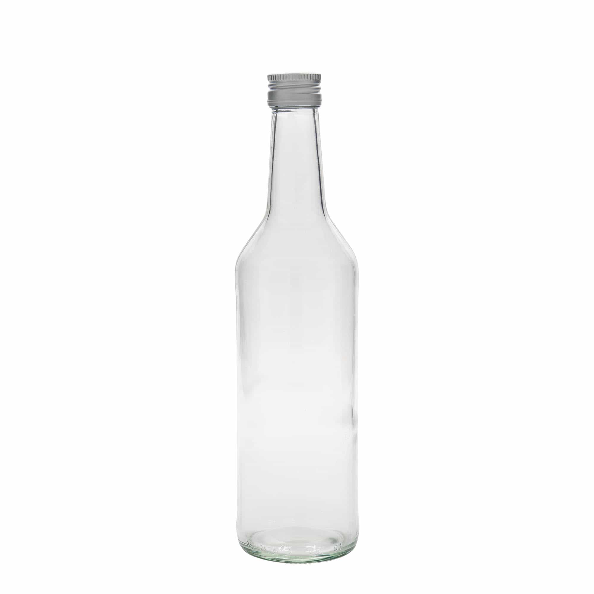 Botella de vidrio con cuello recto de 500 ml, boca: PP 28