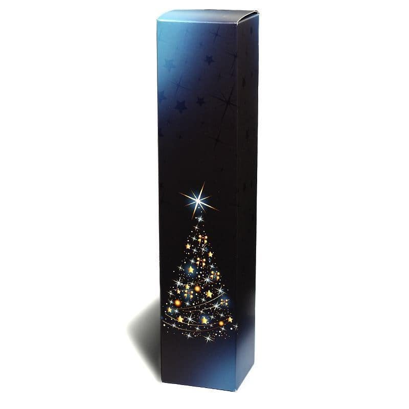 Caja de regalo 'Árbol de Navidad', rectangular, cartón, azul