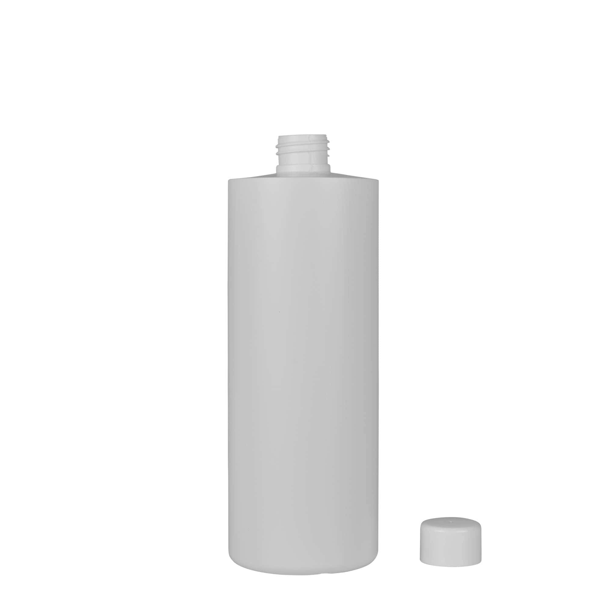 Botella de plástico 'Pipe' de 500 ml, Green HDPE, blanco, boca: GPI 24/410