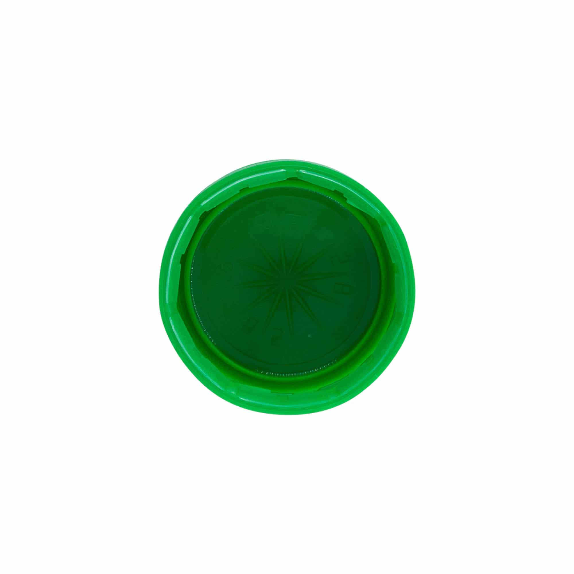 Tapón de rosca de dos entradas, plástico de PE, verde, para boca: PET 38 mm