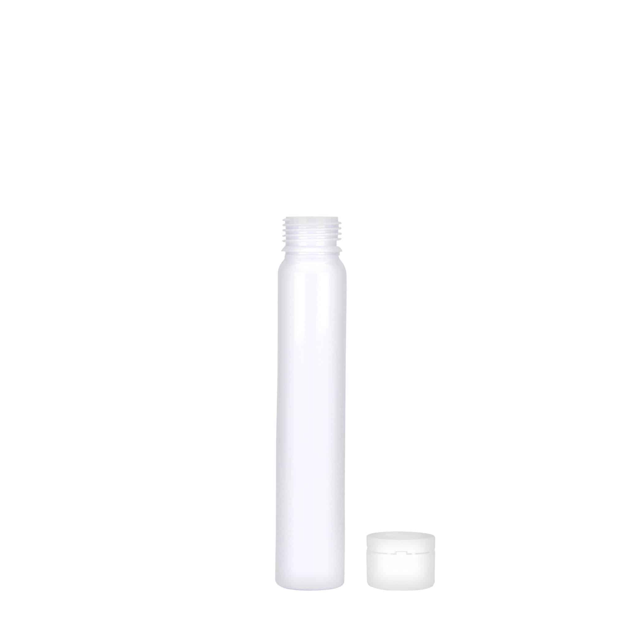 Tubito de PET de 25 ml, plástico, blanco, boca: tapón de rosca