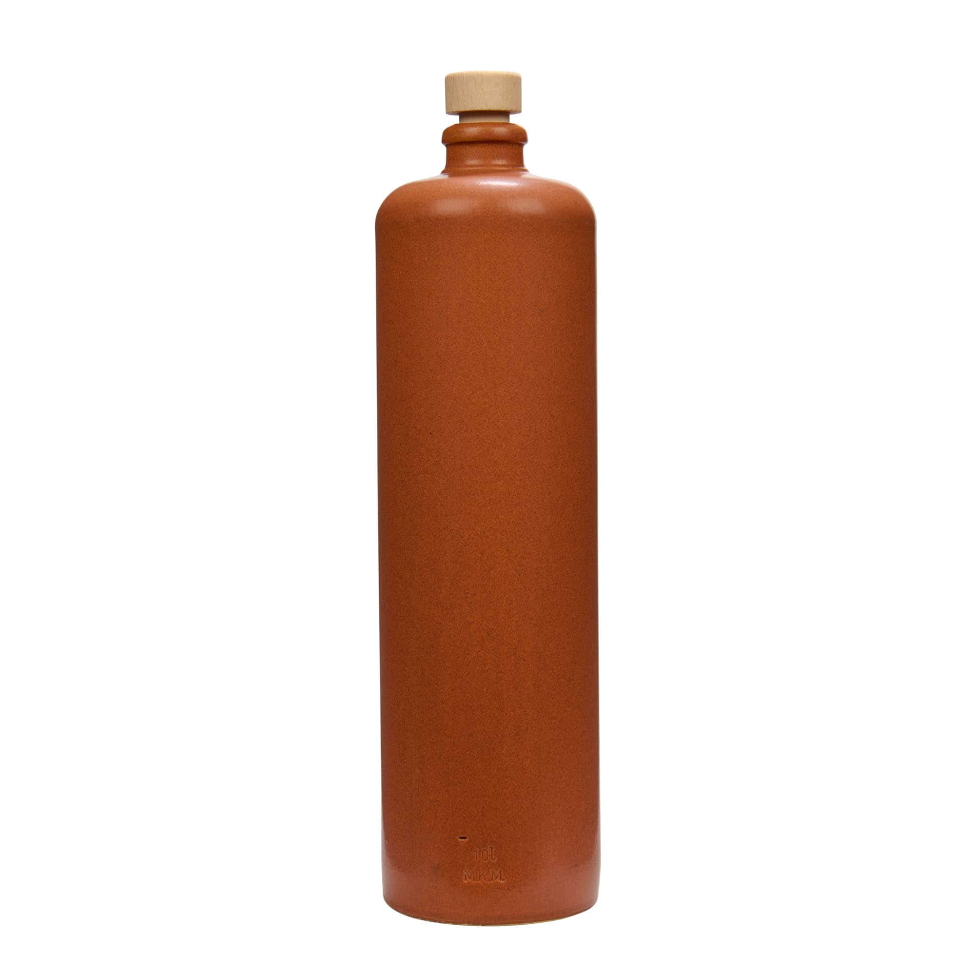 Jarra de barro de 1000 ml, gres, rojo-marrón, boca: corcho