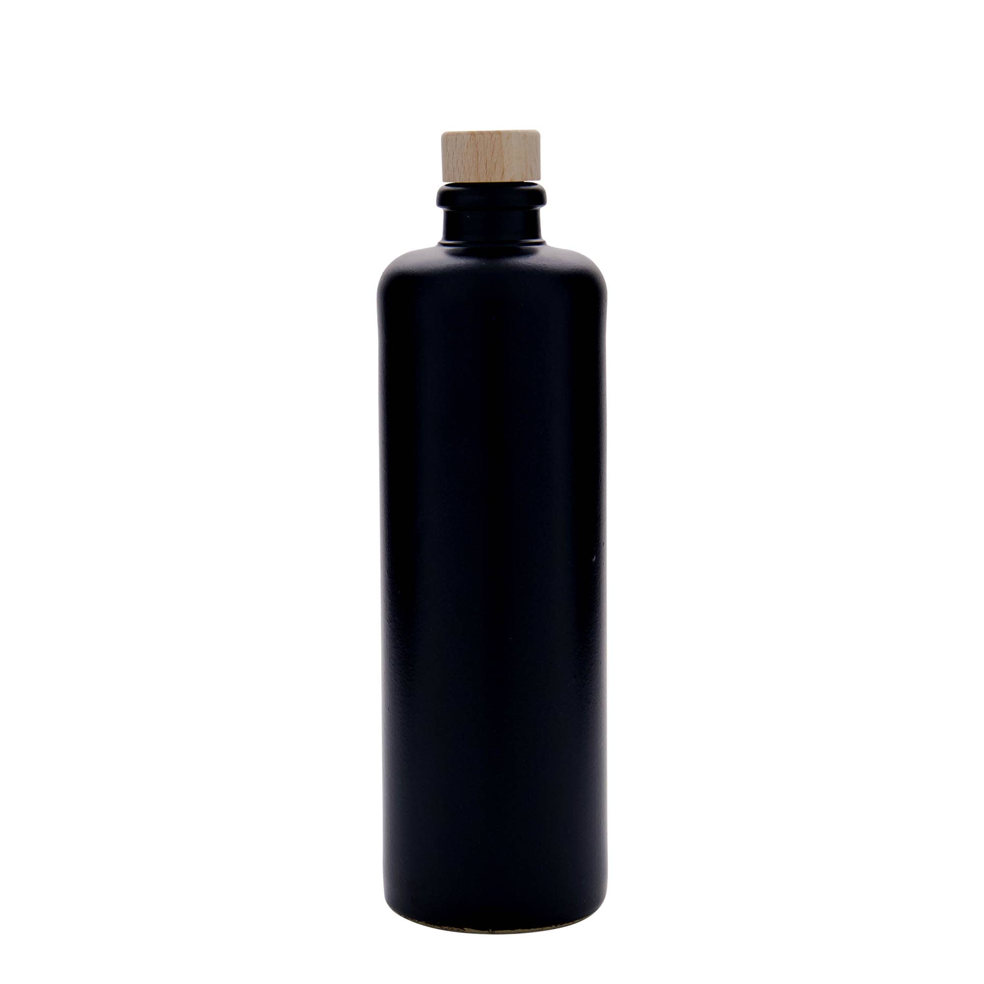 Jarra de barro de 500 ml, gres, negro, boca: corcho